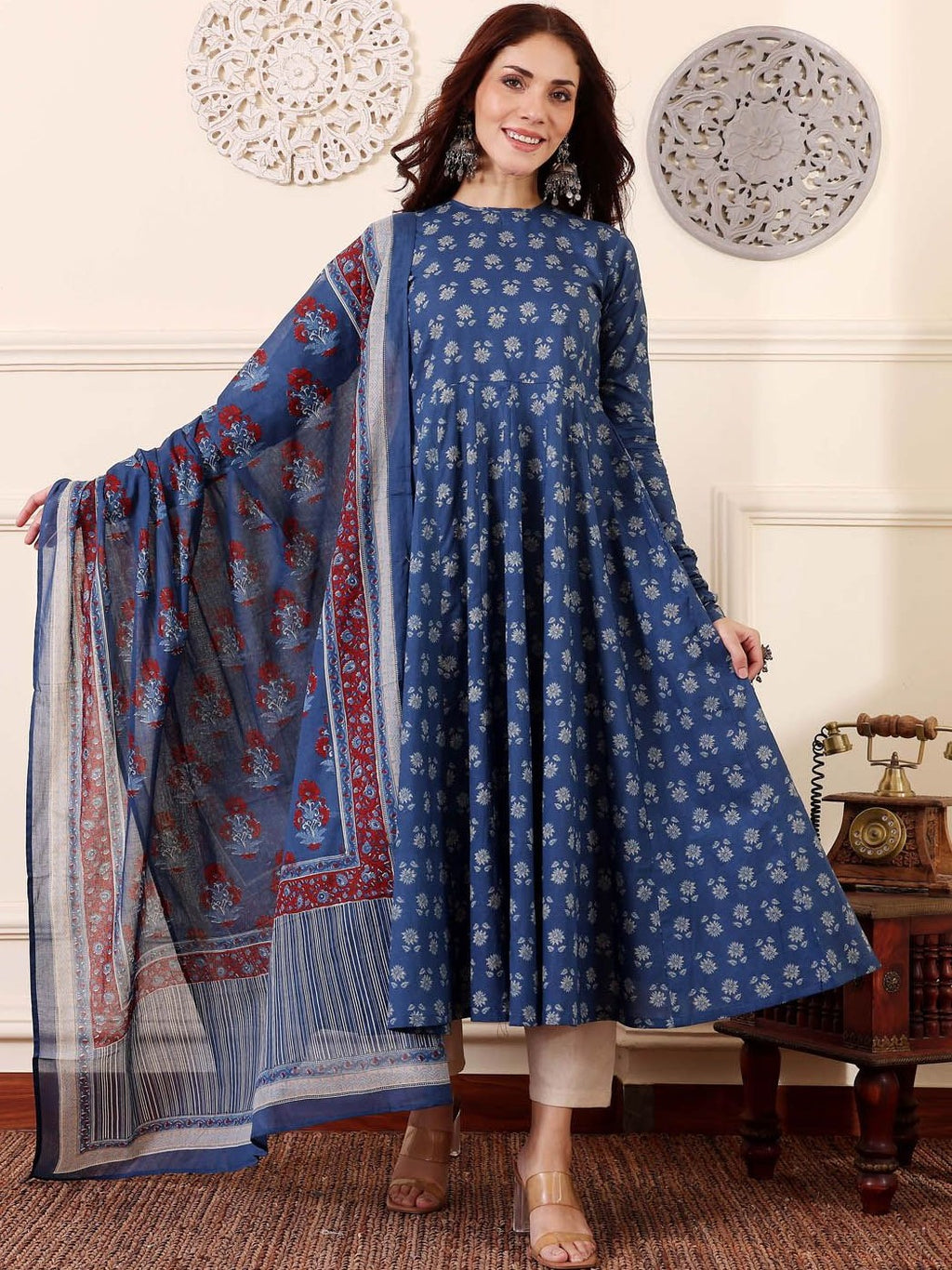 Rayon Printed Kurti-Pant With Dupatta