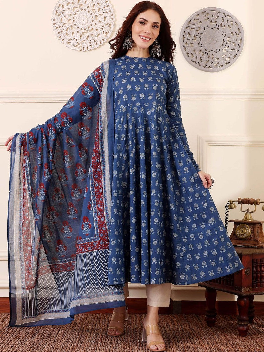 Rayon Printed Kurti-Pant With Dupatta