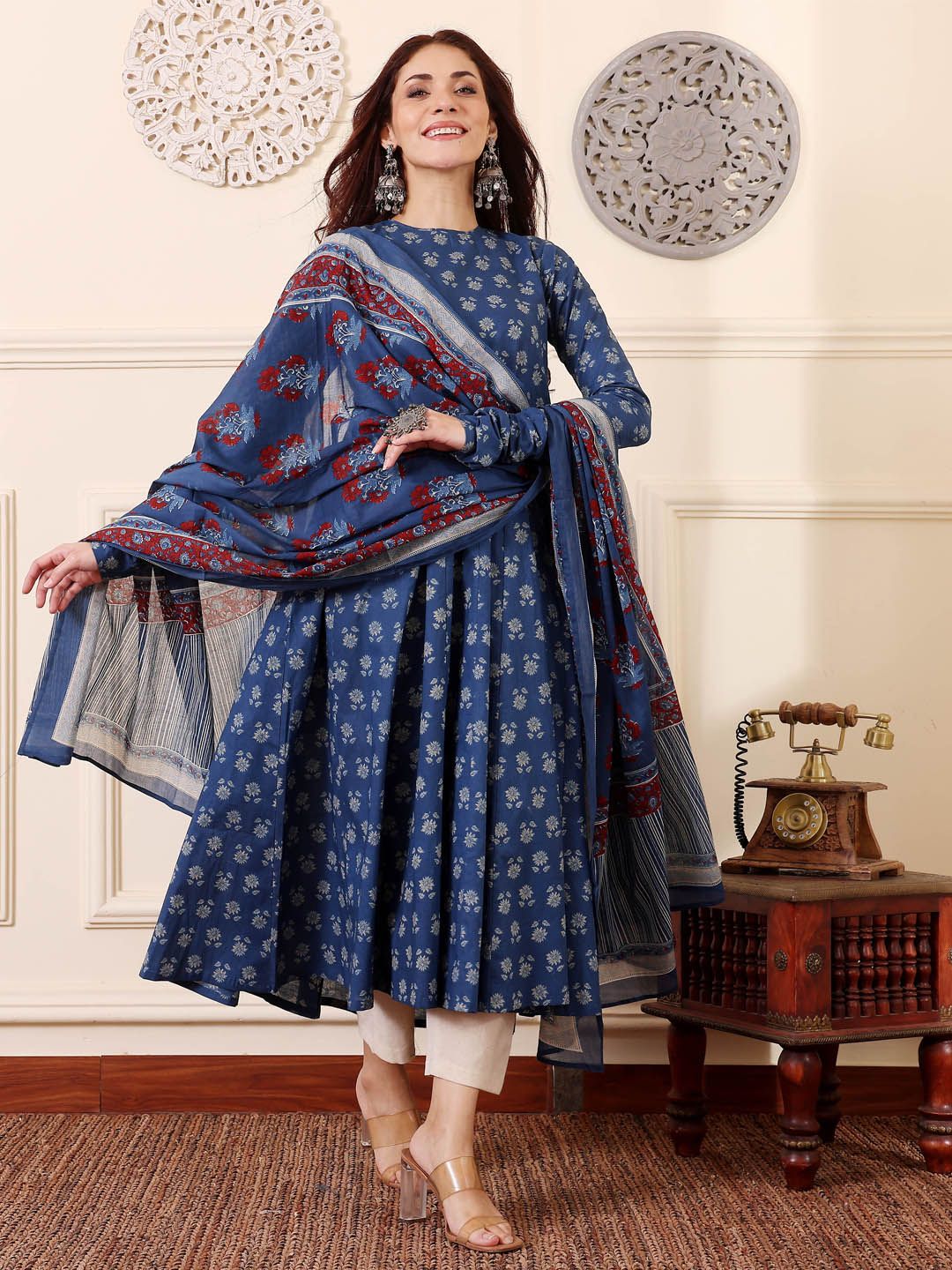 Rayon Printed Kurti-Pant With Dupatta
