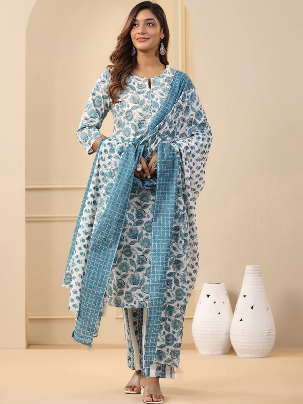Rayon Printed Kurti-Pant With Dupatta