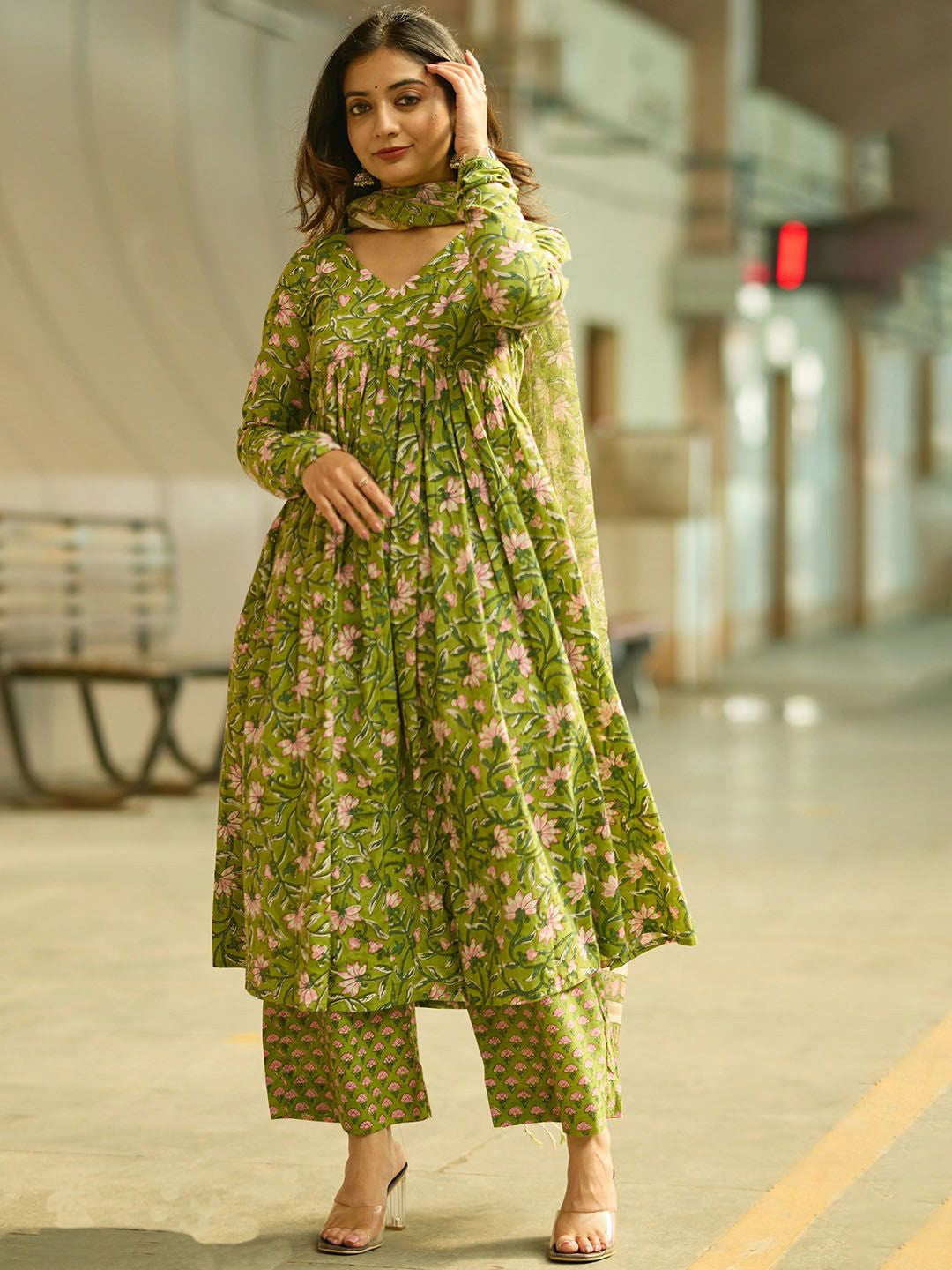 Rayon Printed Kurti-Pant With Dupatta