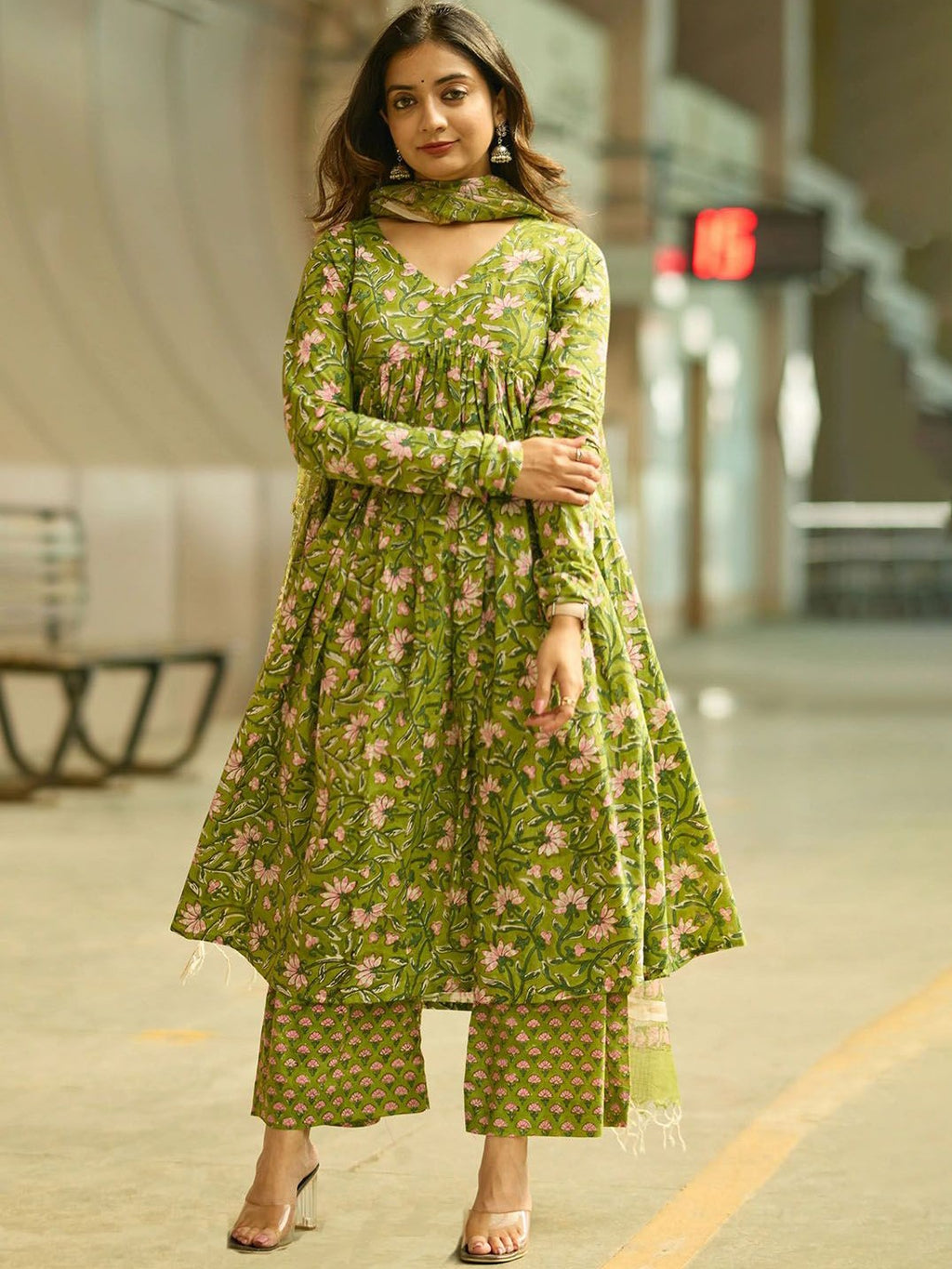 Rayon Printed Kurti-Pant With Dupatta