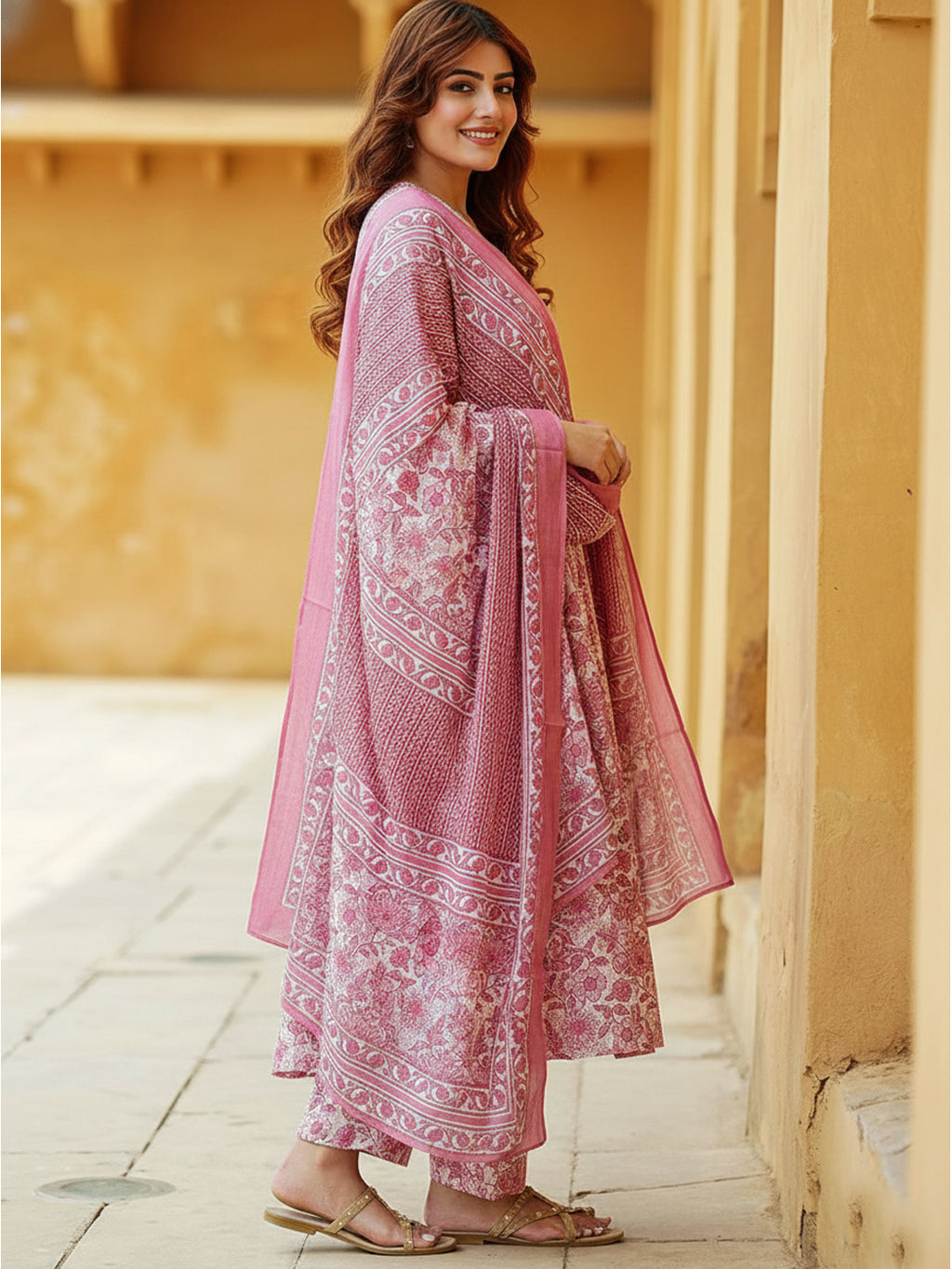 Rayon Printed Kurti-Pant With Dupatta