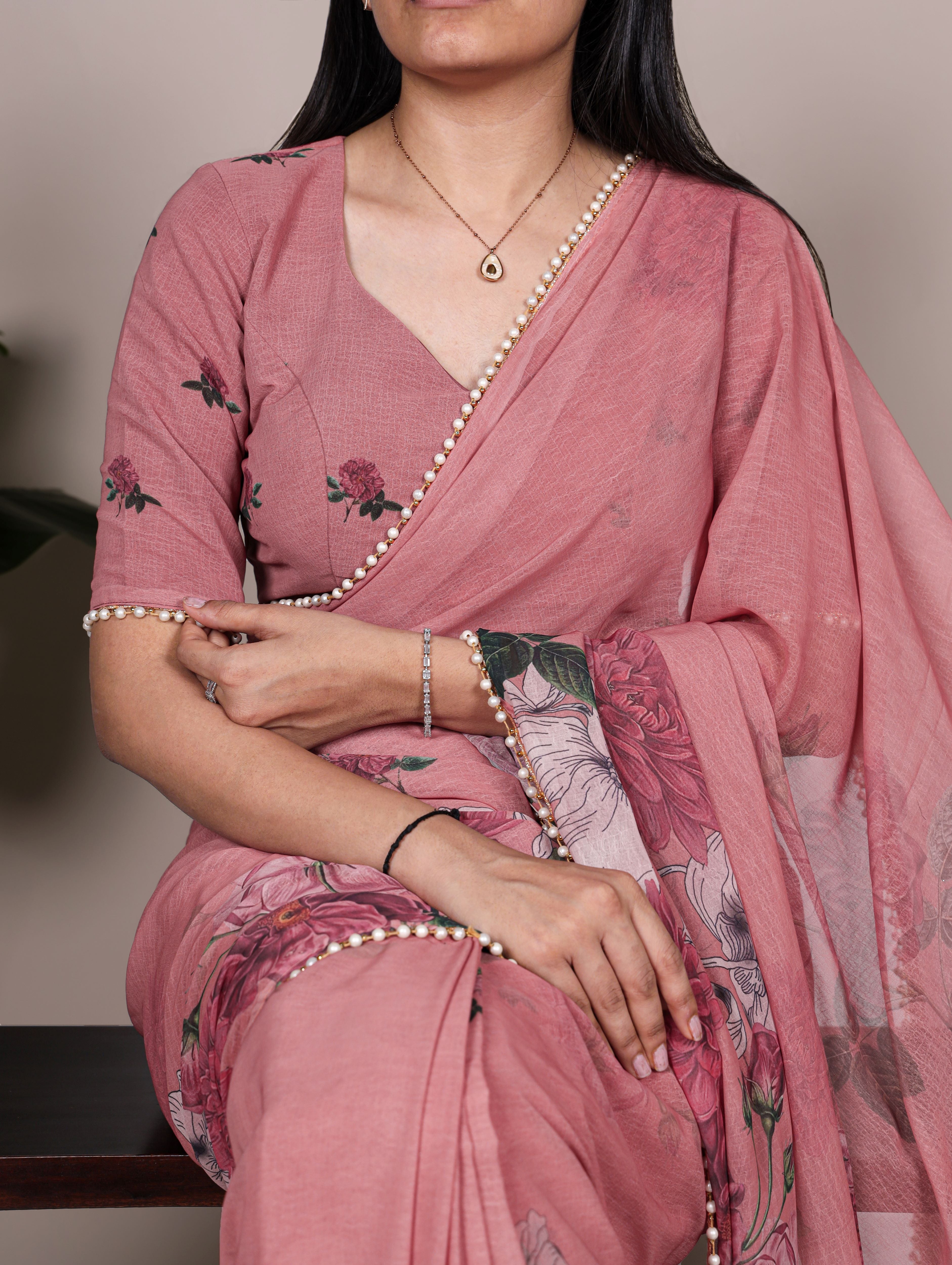 Weightless Marble Floral Printed Saree