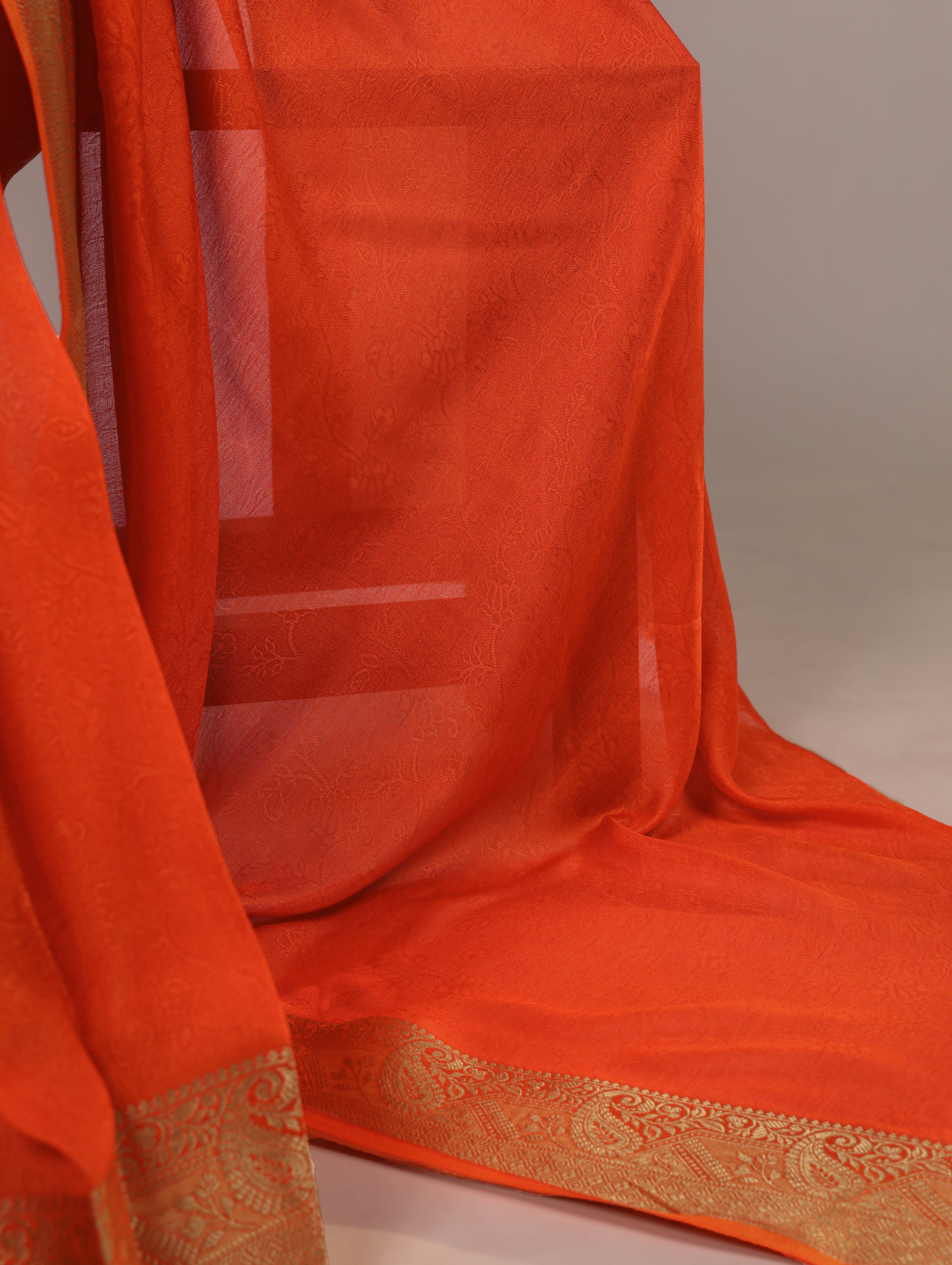 Marsh Mallow Zari Weaving Saree For Women