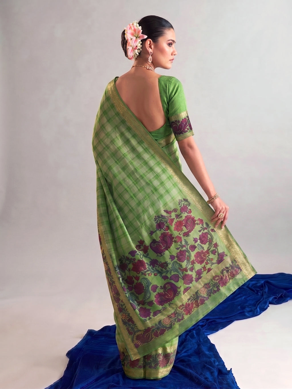 Chanderi Printed Zari Weaving Saree