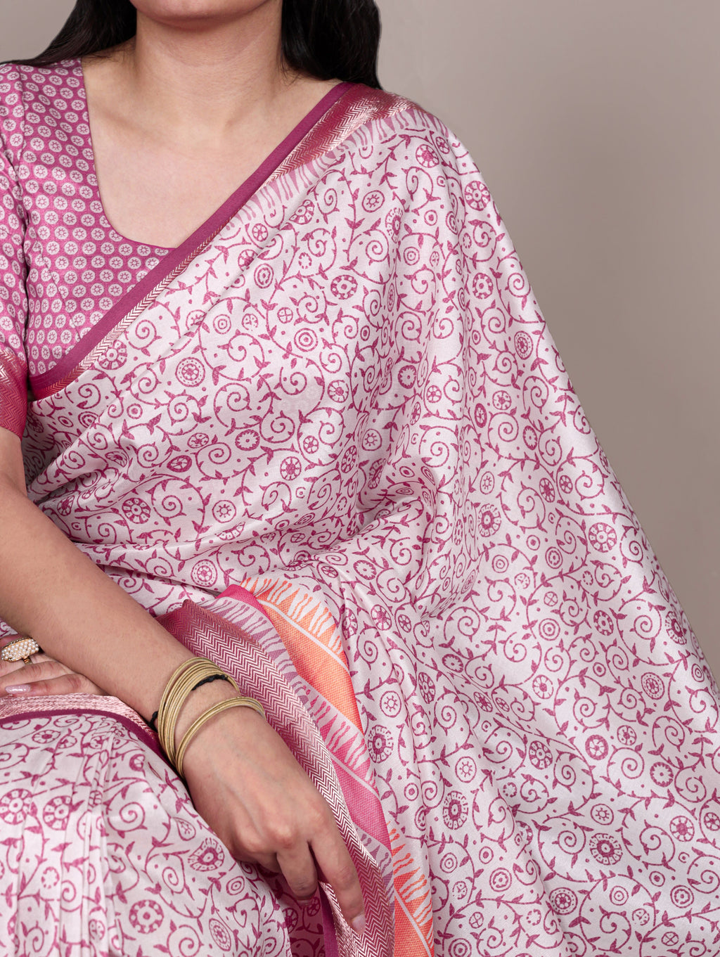 Tussar Silk Printed Saree For Women