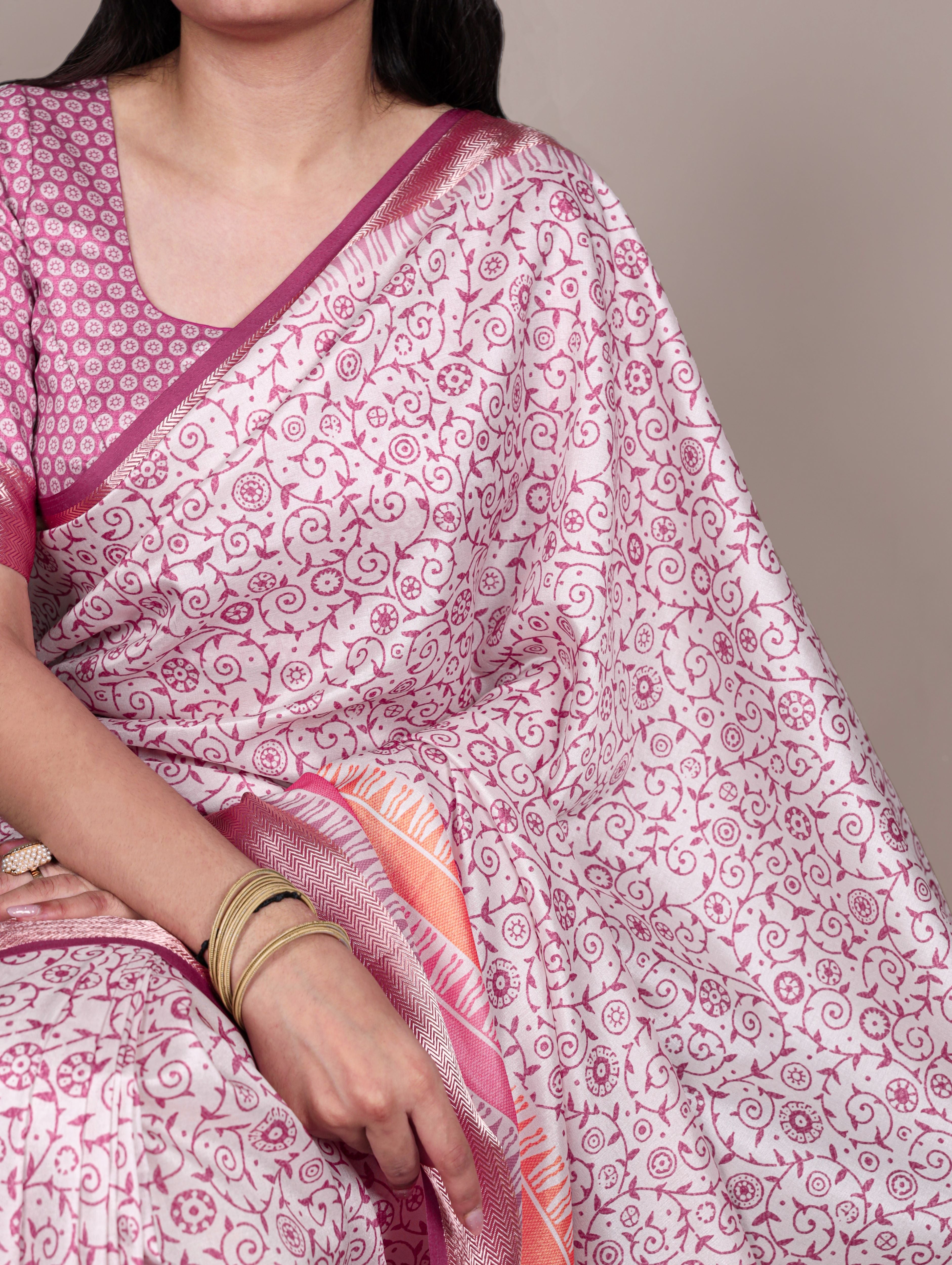Tussar Silk Printed Saree For Women
