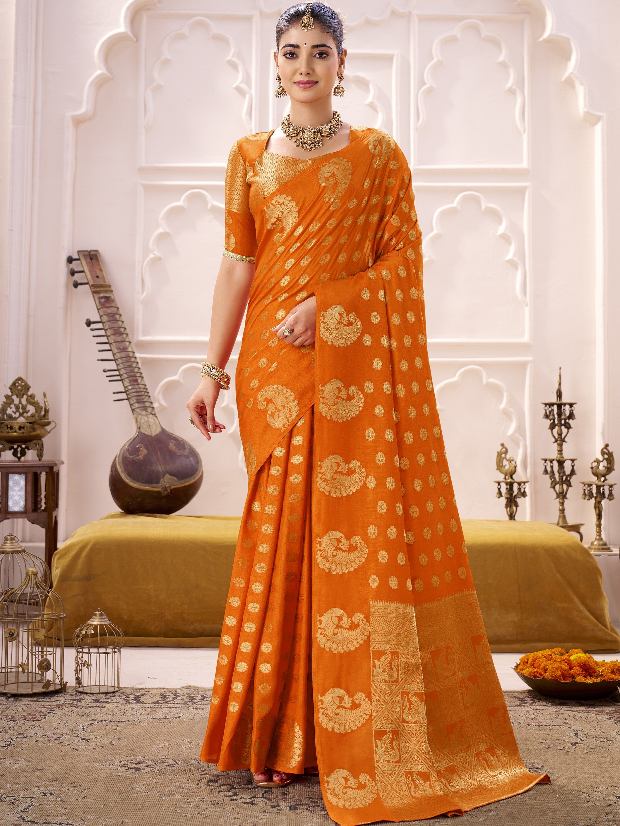 Roop Silk Zari Weaving Saree For Women