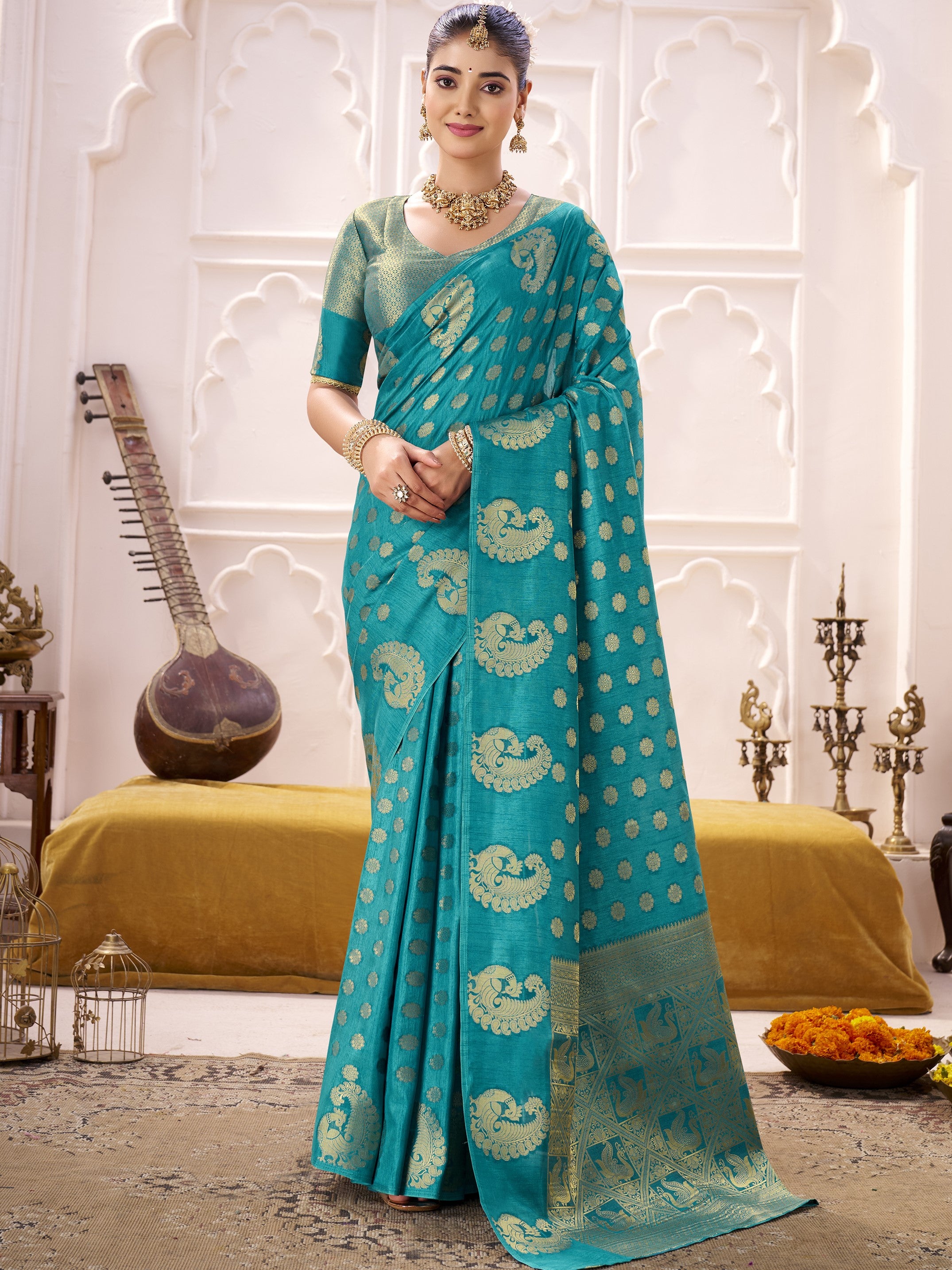 Roop Silk Zari Weaving Saree For Women