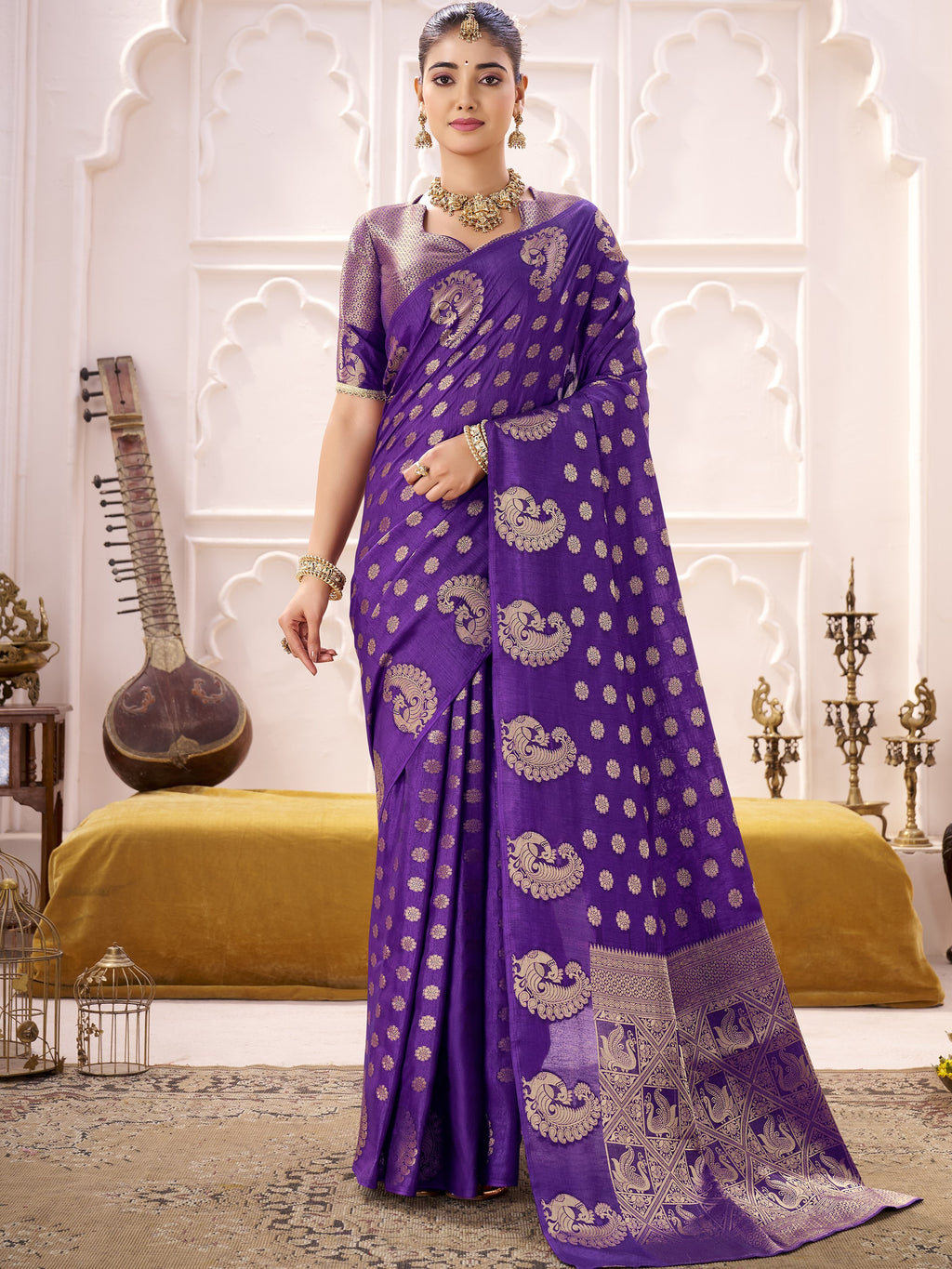 Roop Silk Zari Weaving Saree For Women