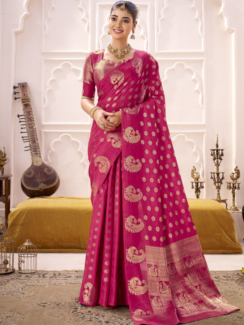 Roop Silk Zari Weaving Saree For Women