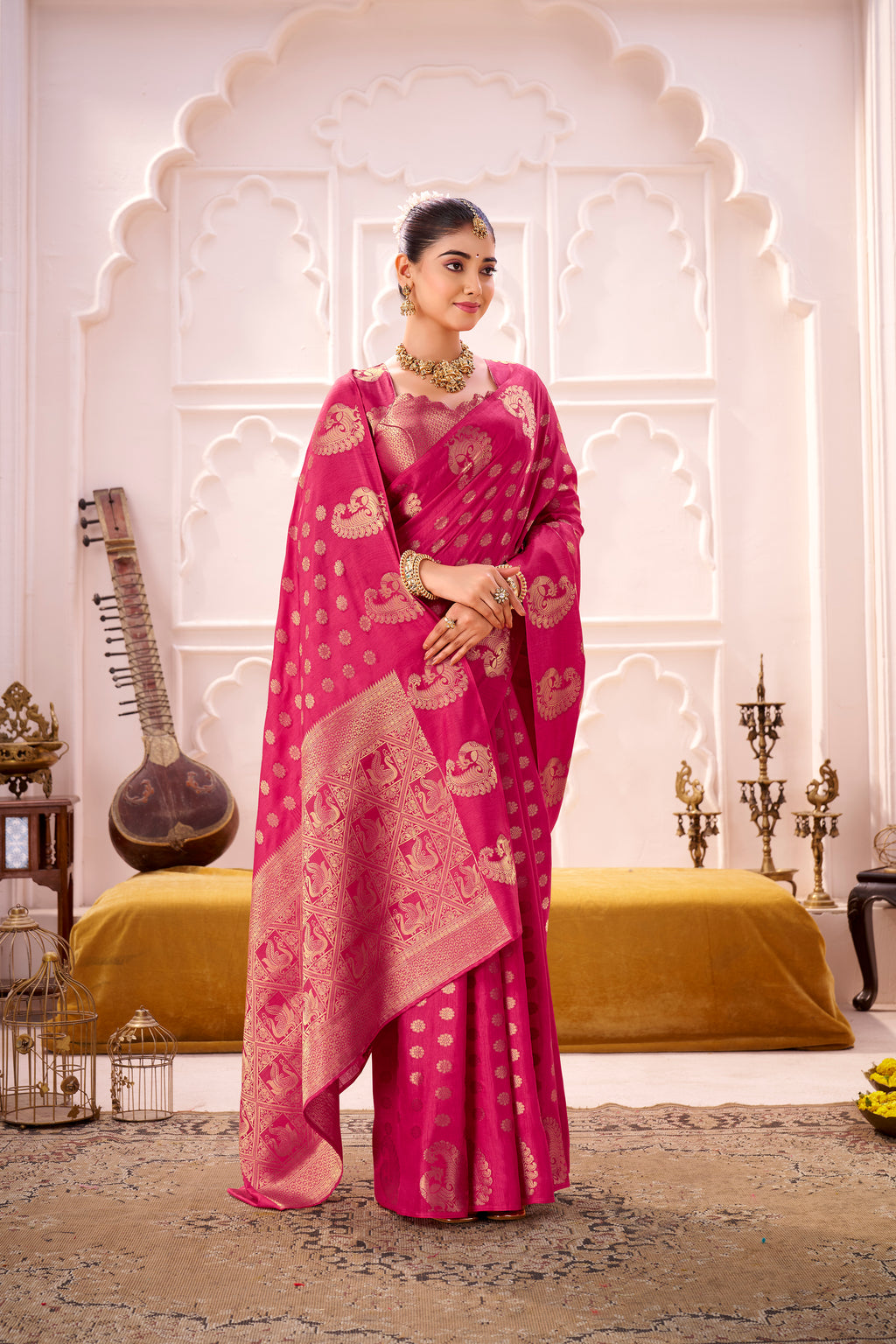 Roop Silk Zari Weaving Saree For Women