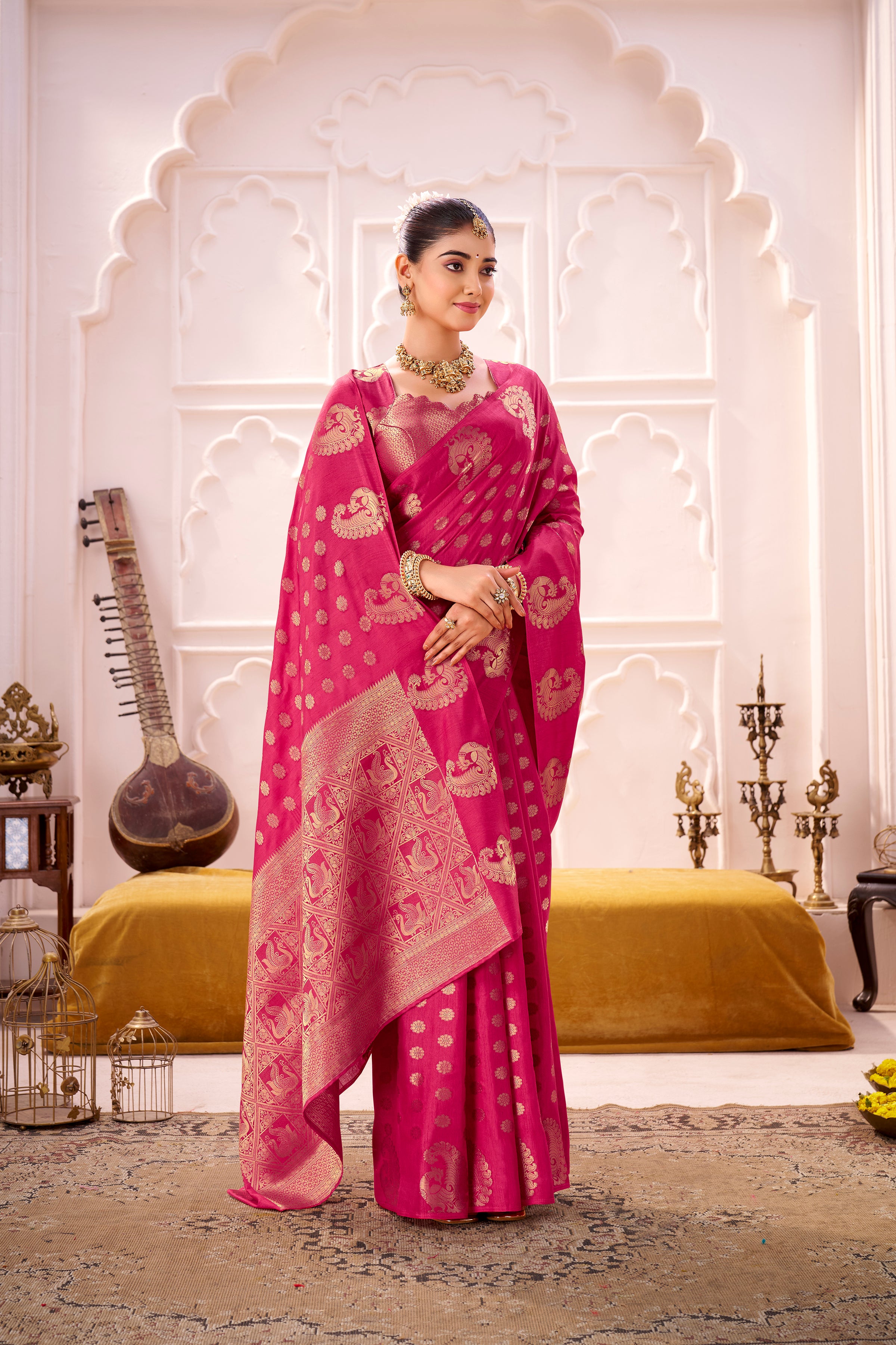 Roop Silk Zari Weaving Saree For Women