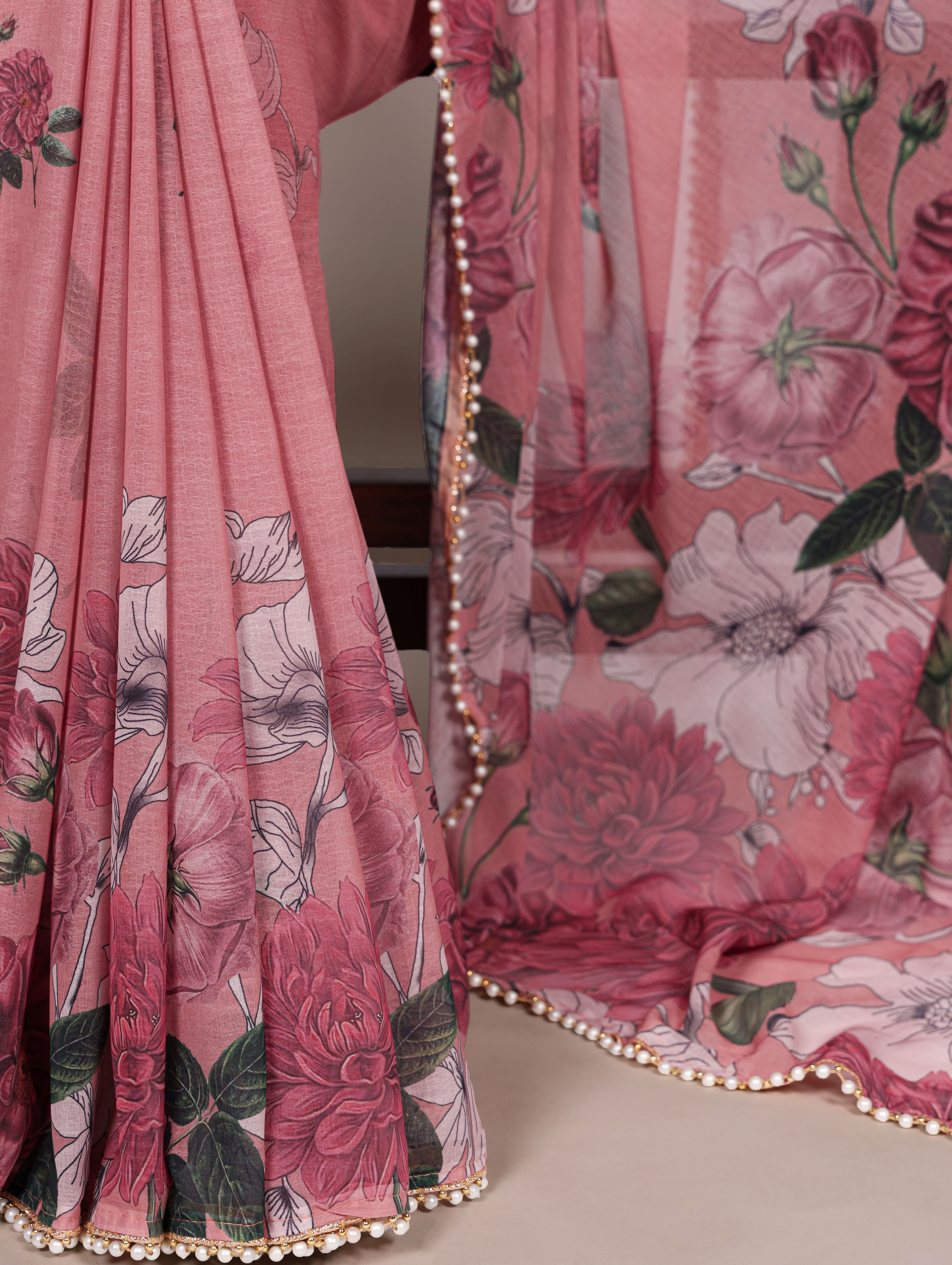 Weightless Marble Floral Printed Saree