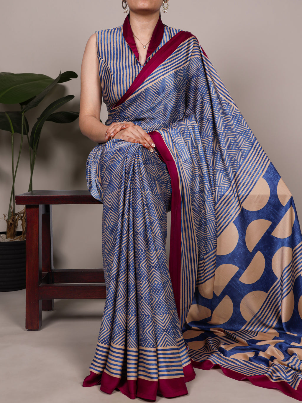 Dull Satin Printed Saree