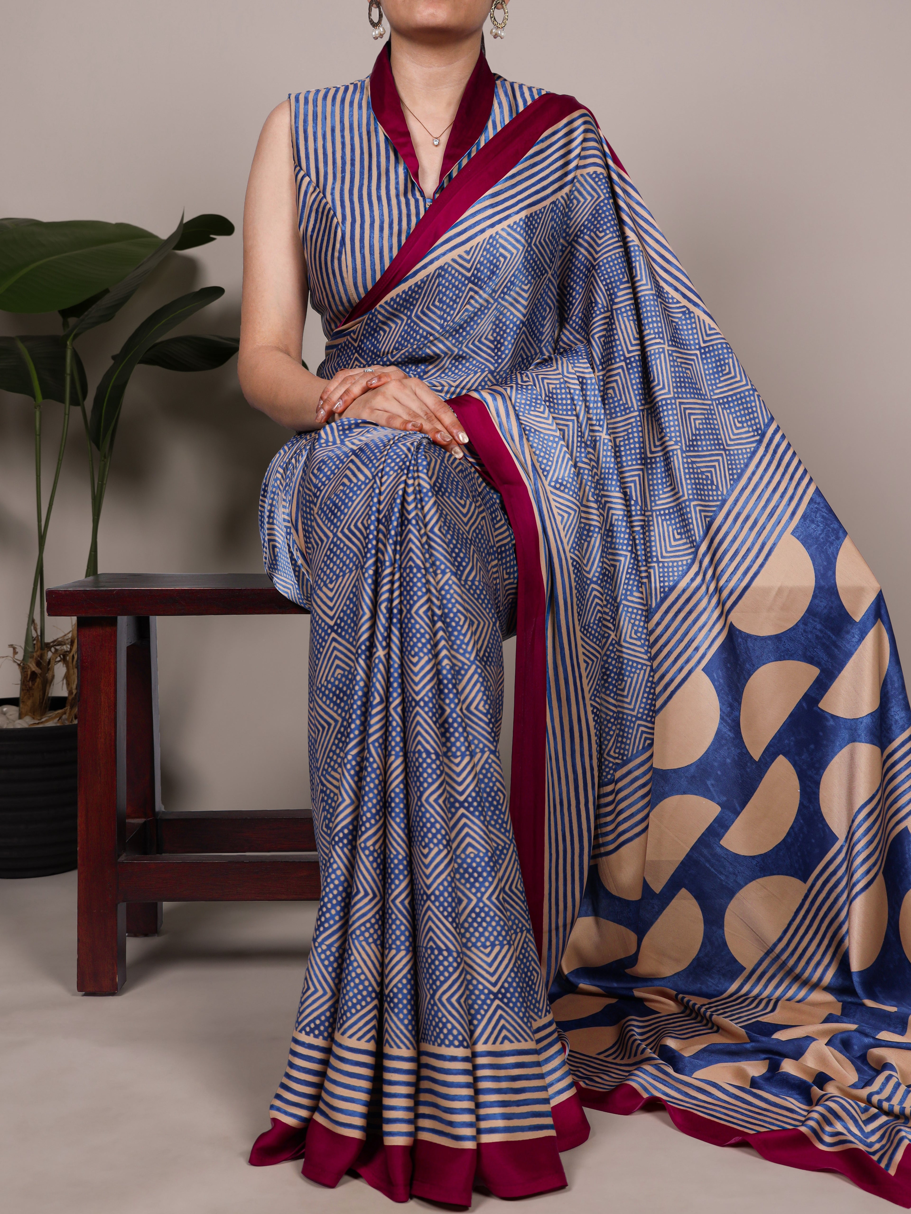 Dull Satin Printed Saree