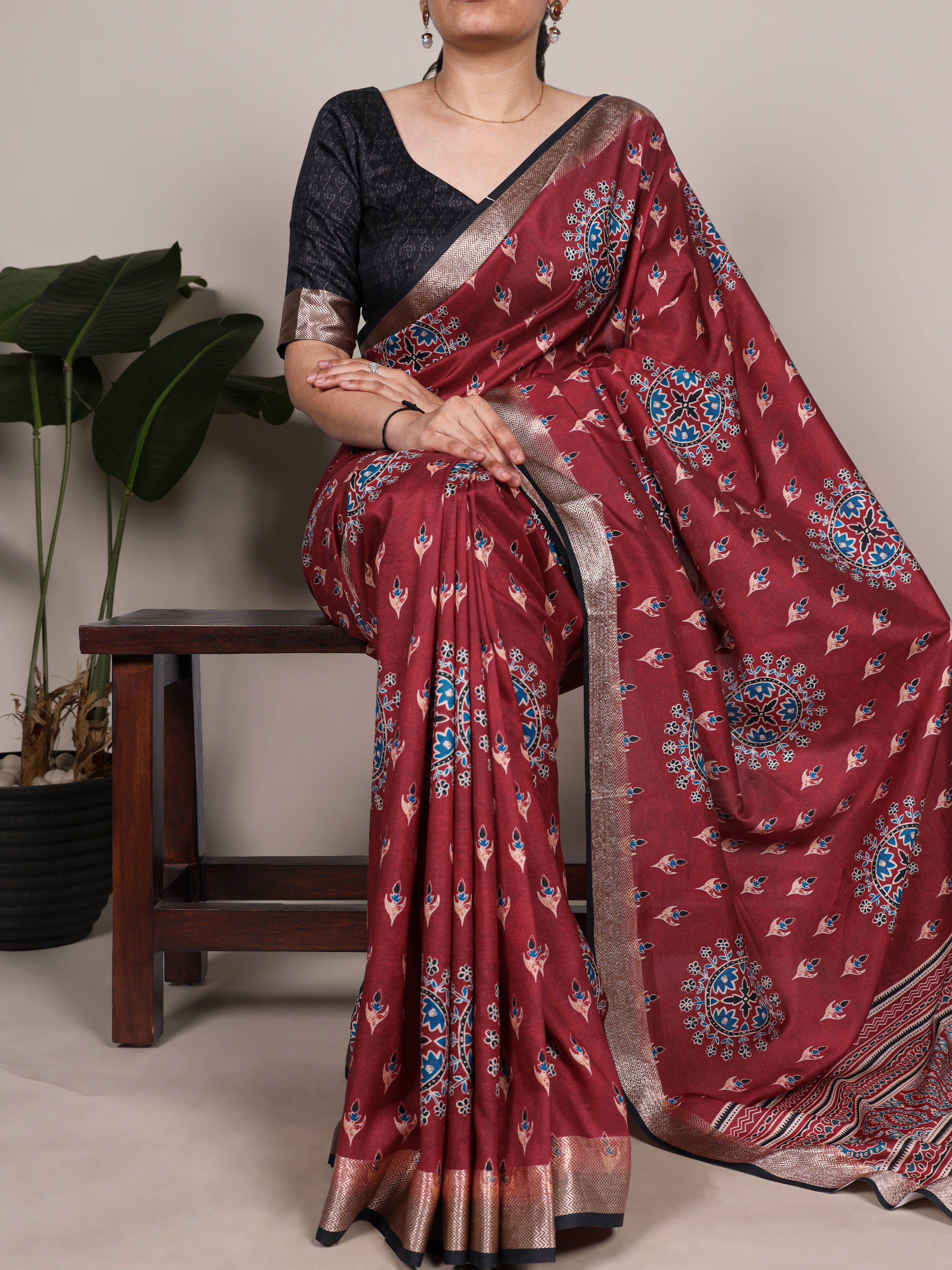 Tussar Silk Printed Saree