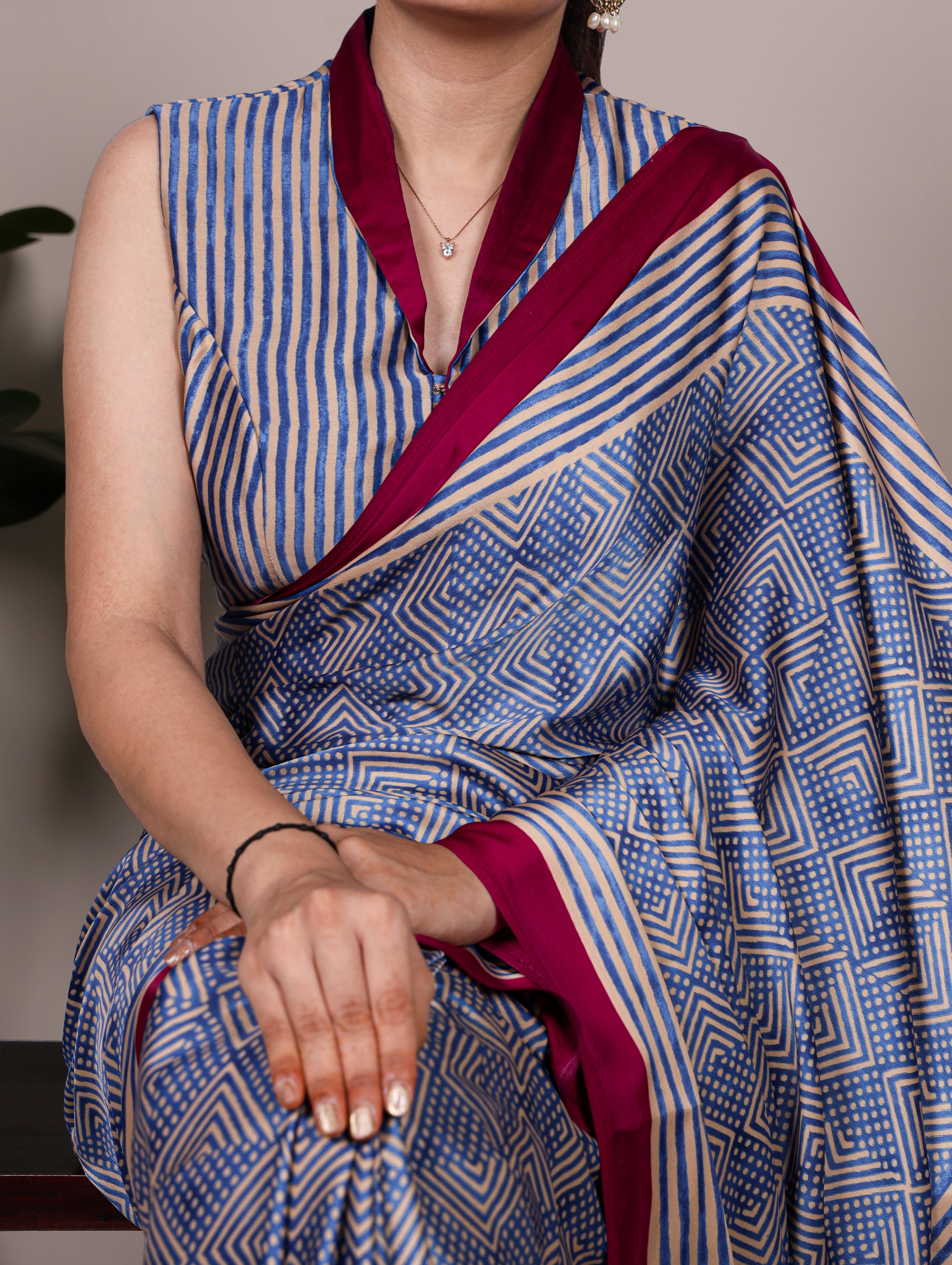 Dull Satin Printed Saree