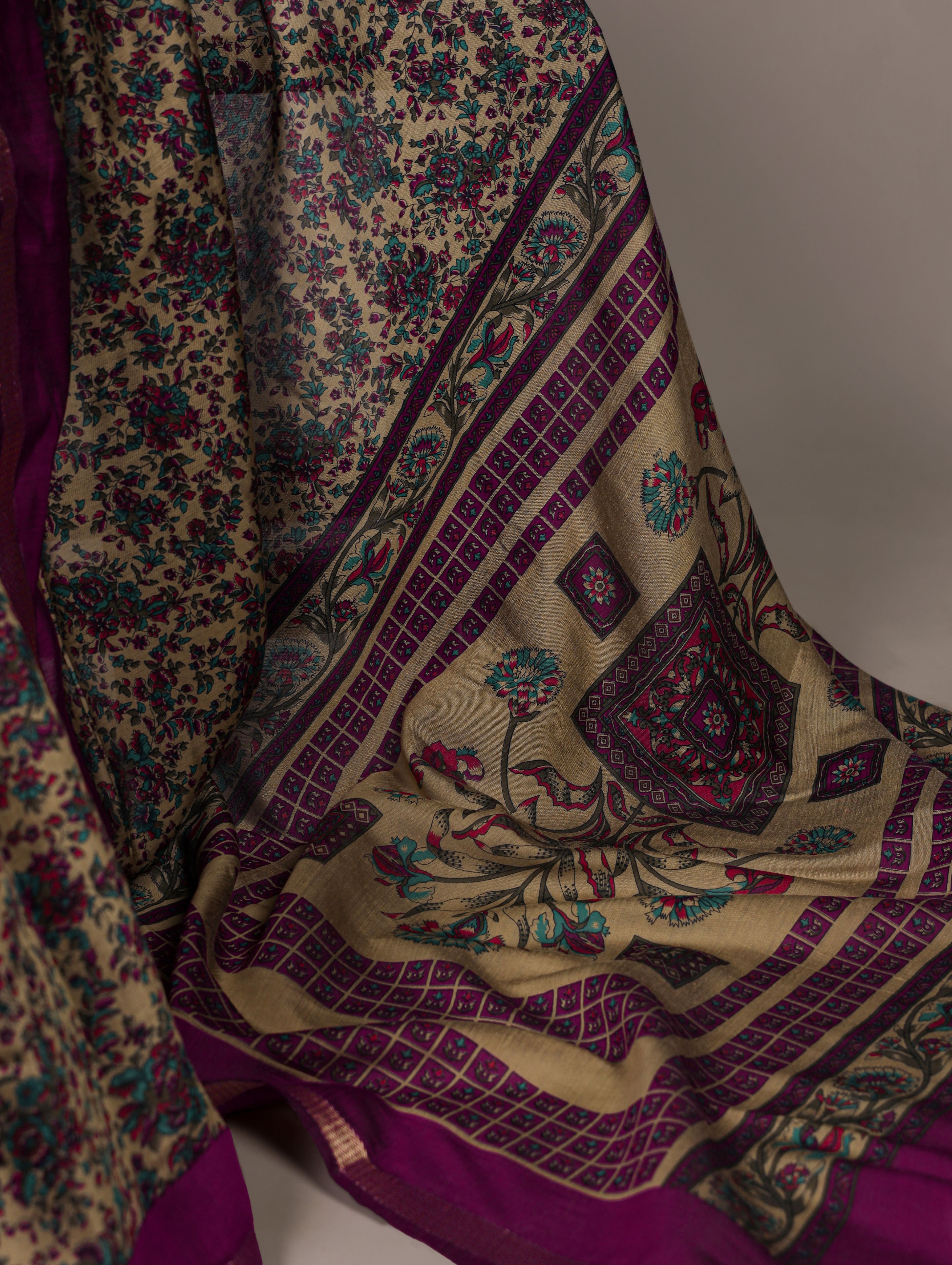 Chanderi Printed Zari Weaving Saree