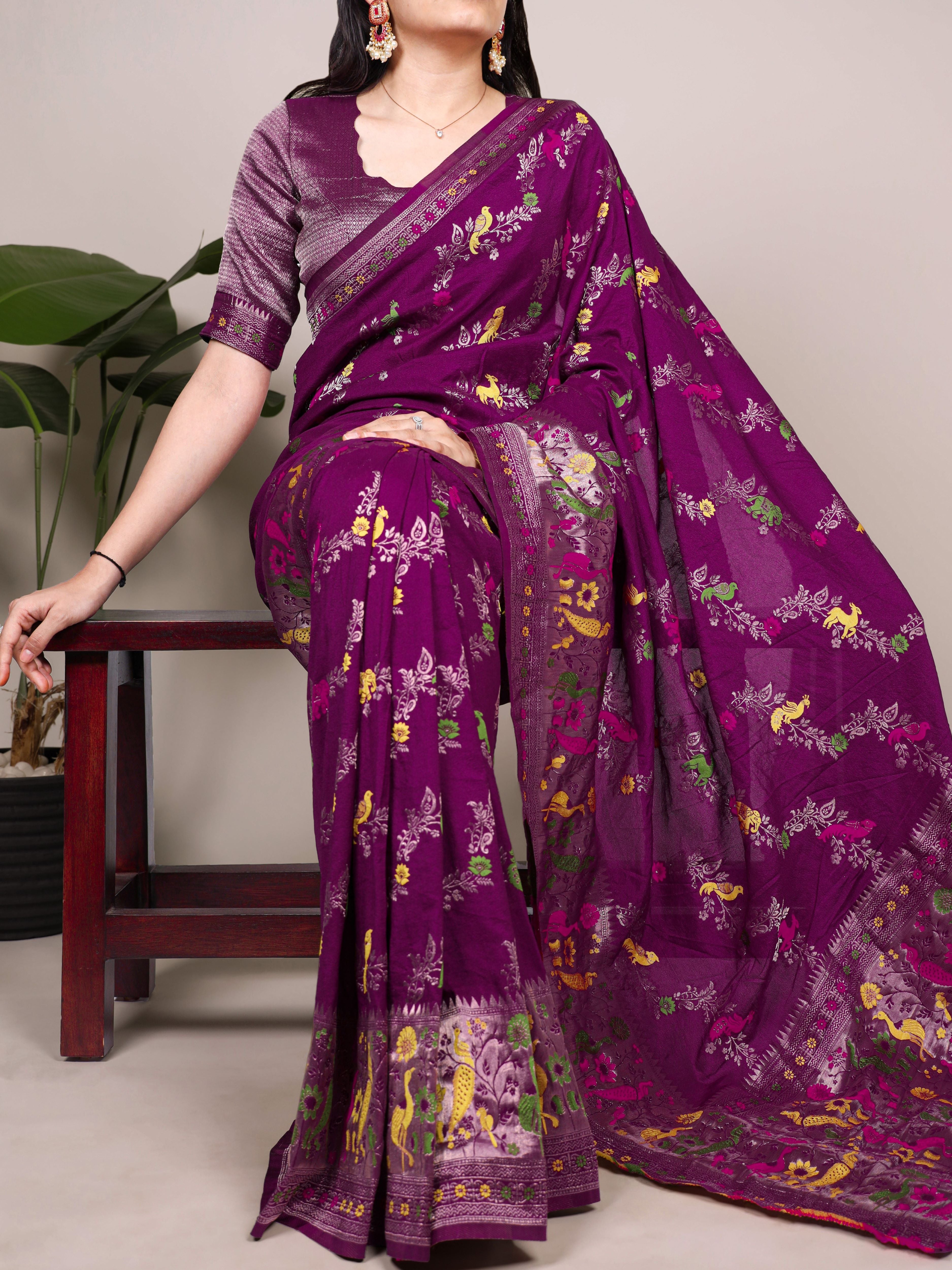 Naylon Weaving Work Saree