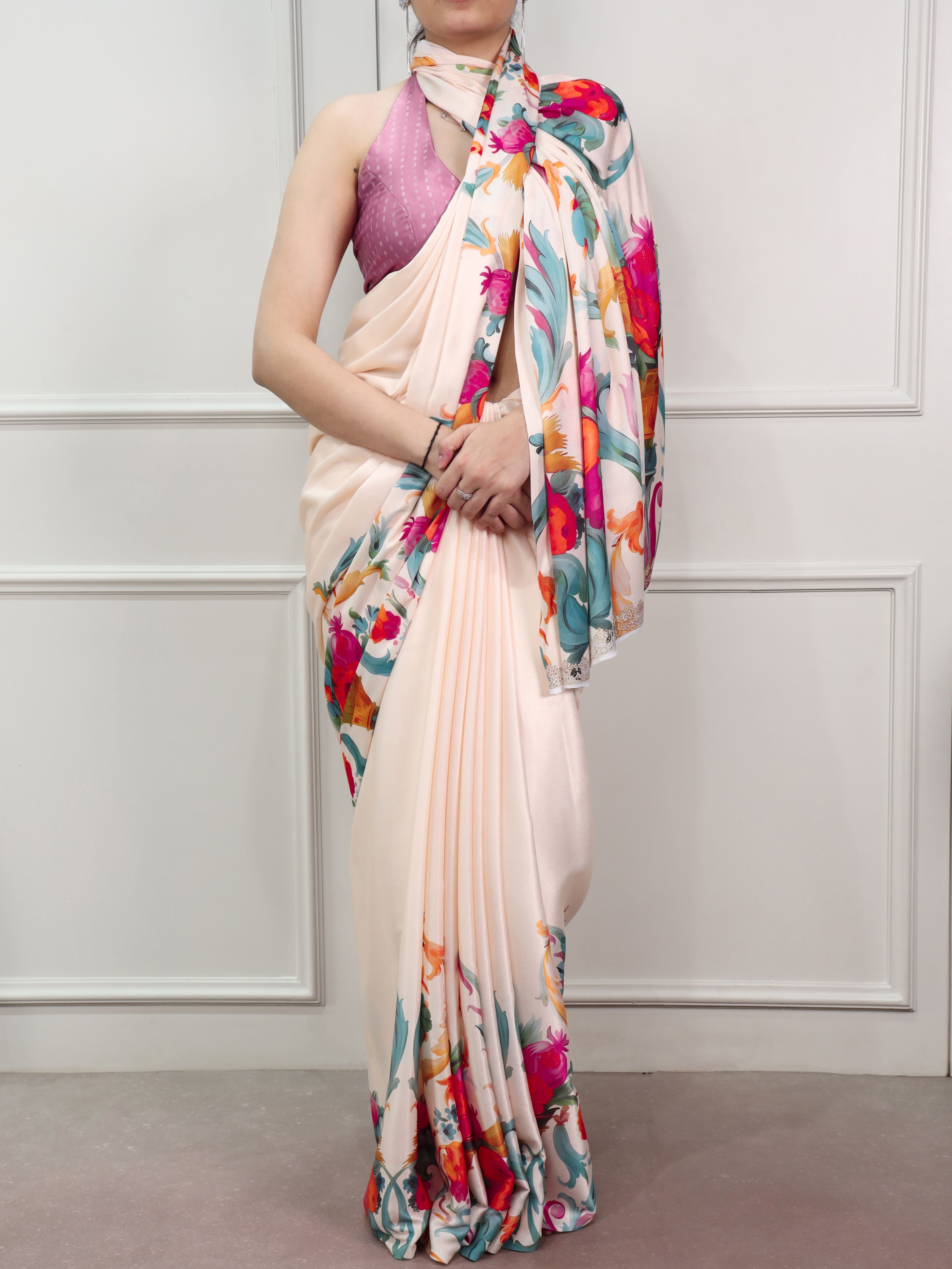 Satin Silk Printed Saree