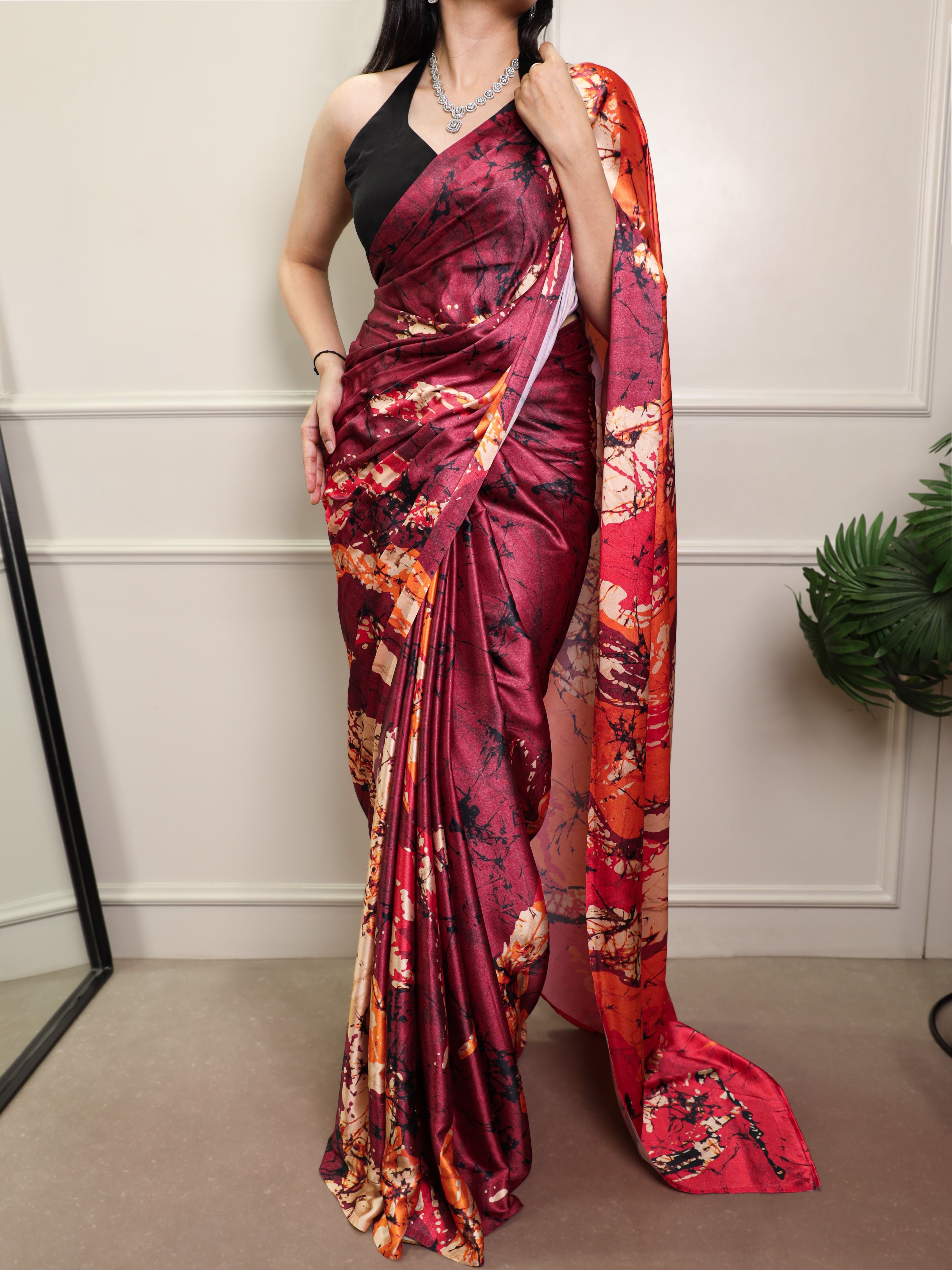 Satin Silk Printed Saree
