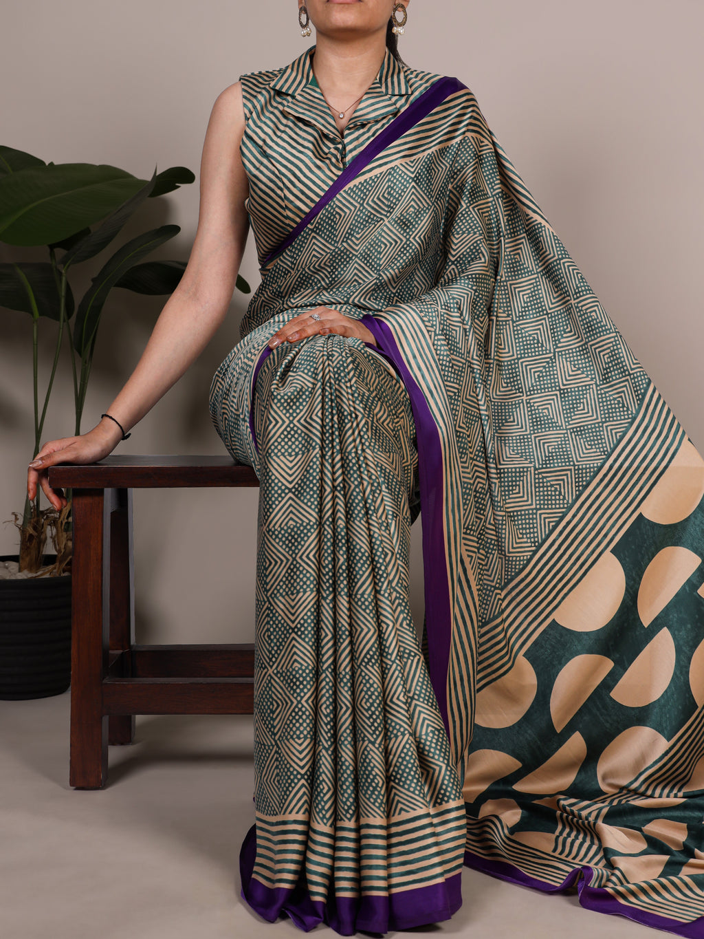 Dull Satin Printed Saree