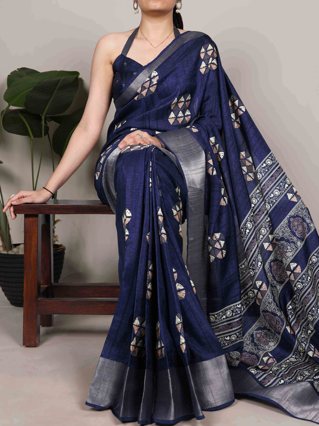 Slub Silk Printed Saree