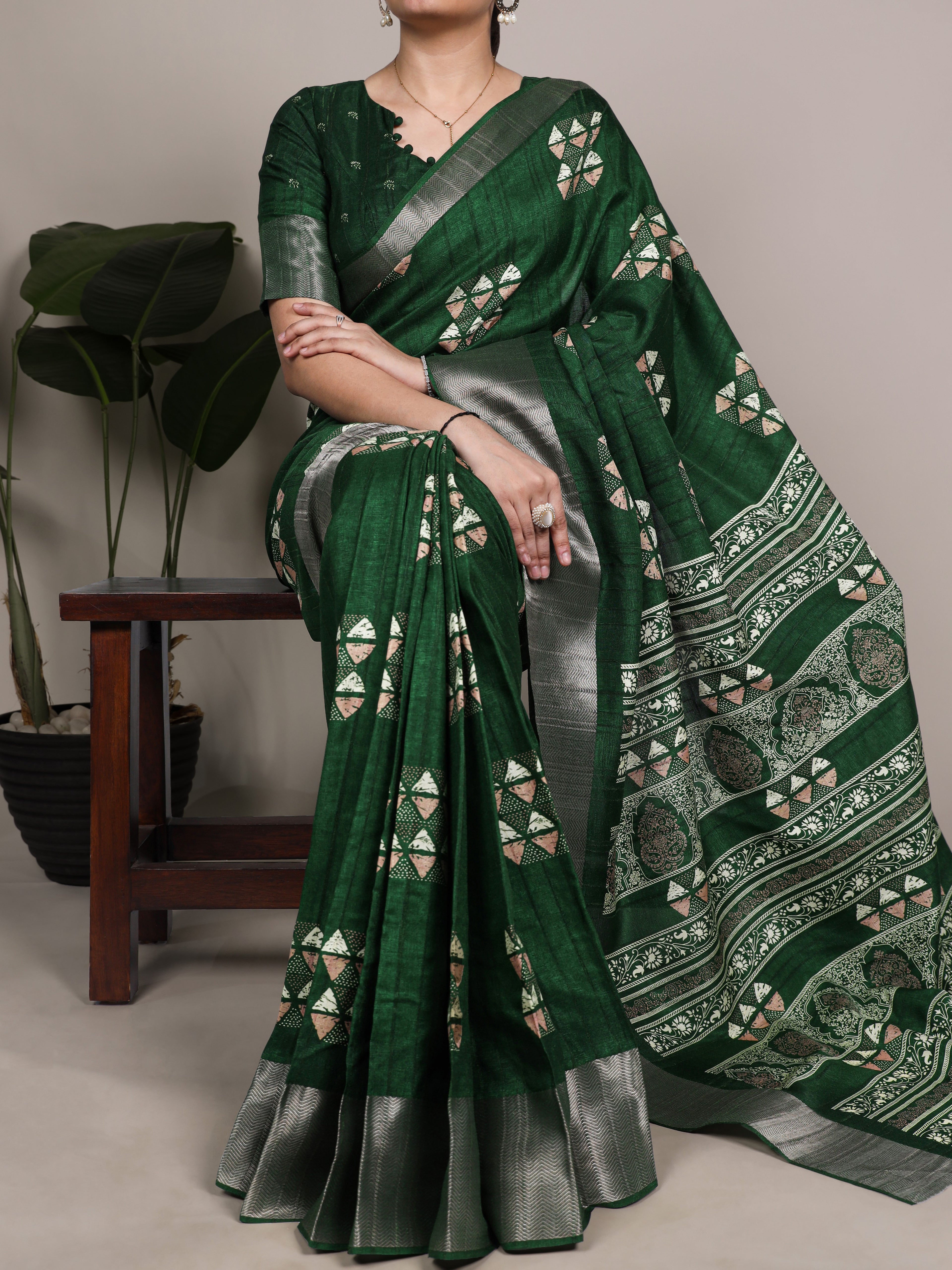 Slub Silk Printed Saree