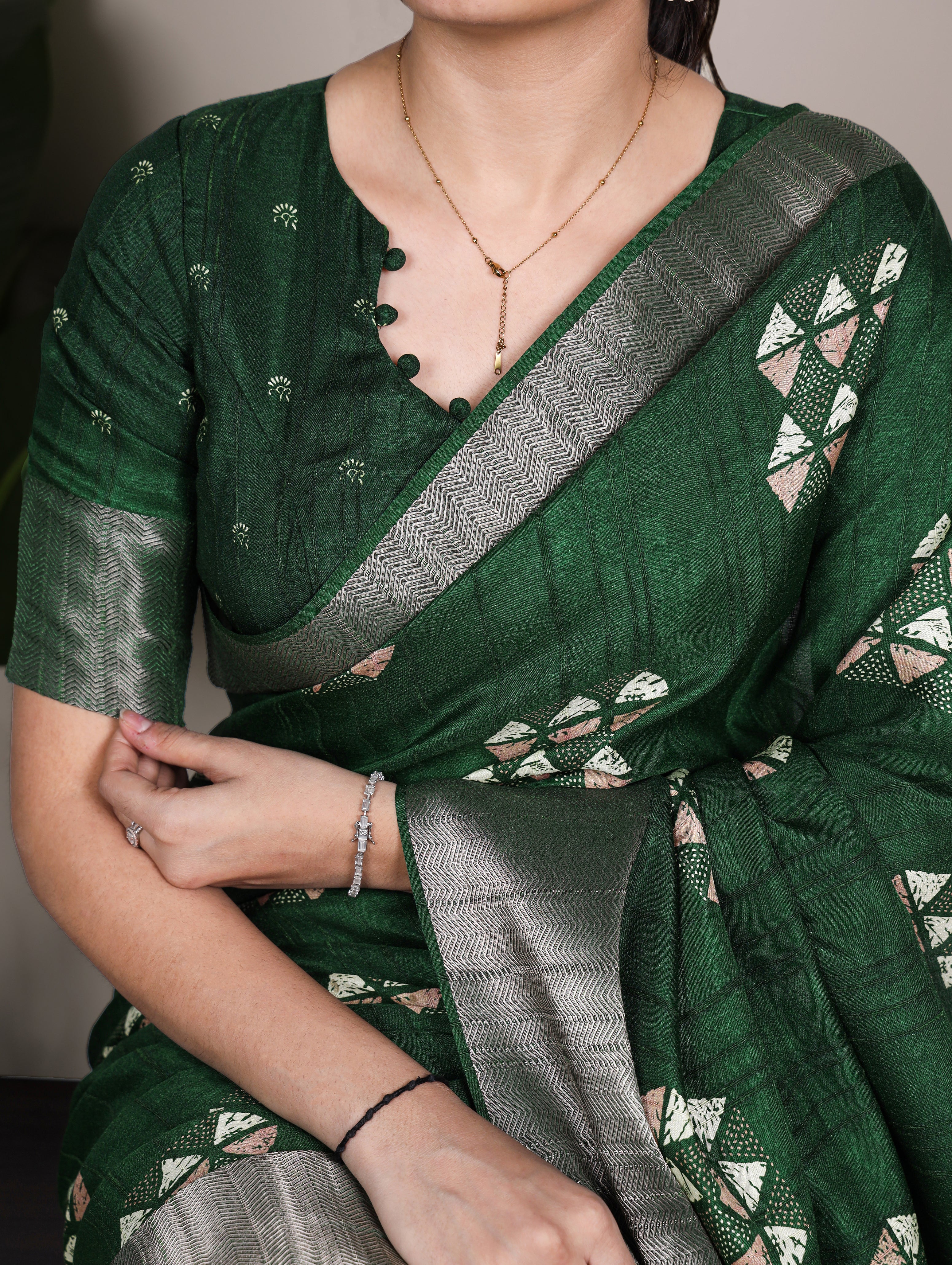 Slub Silk Printed Saree