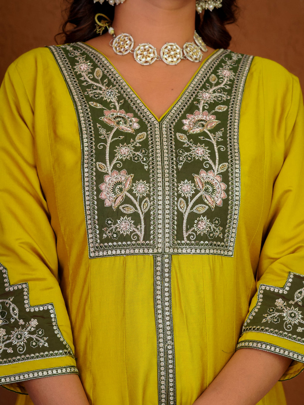 Roman Silk Embroidered Kurti Palazzo With Dupatta