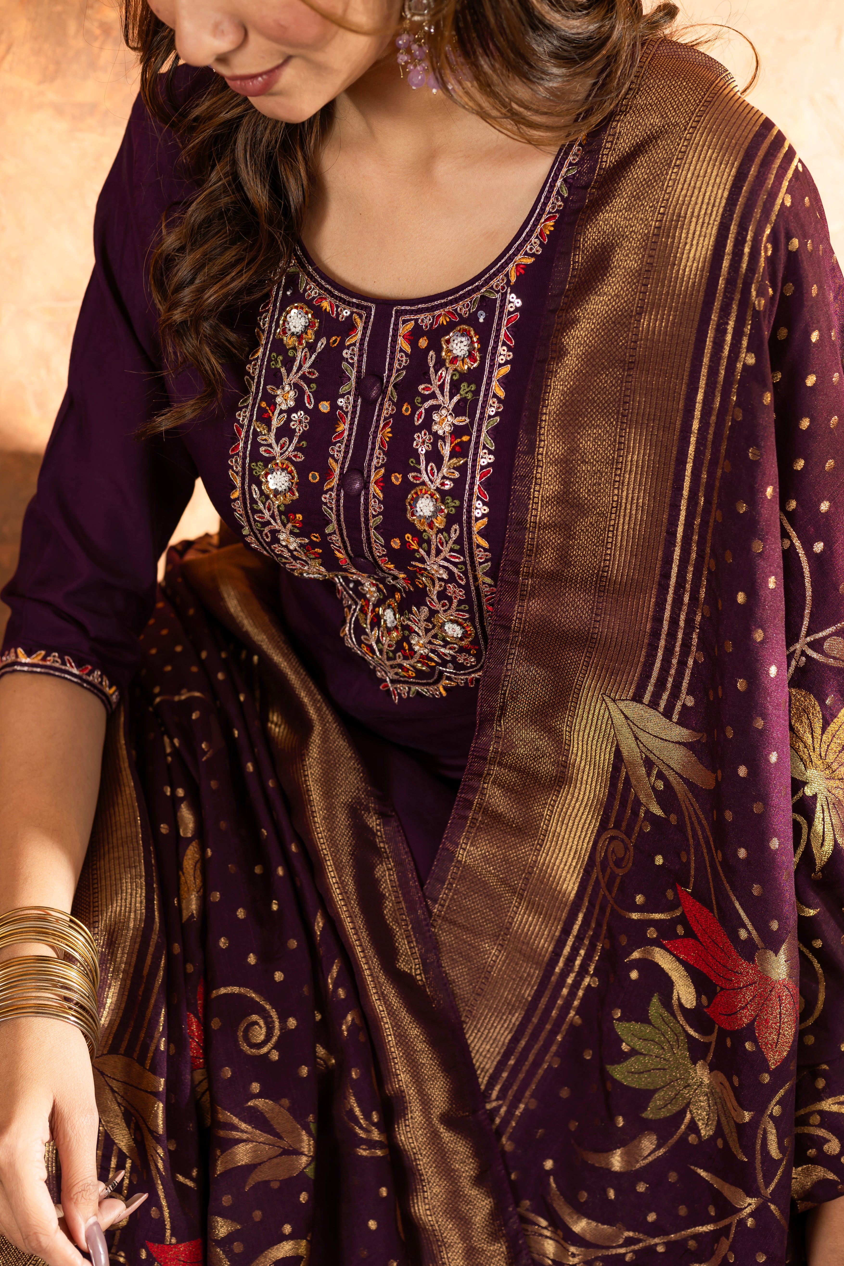 Marina Silk Top Bottom Set For Women