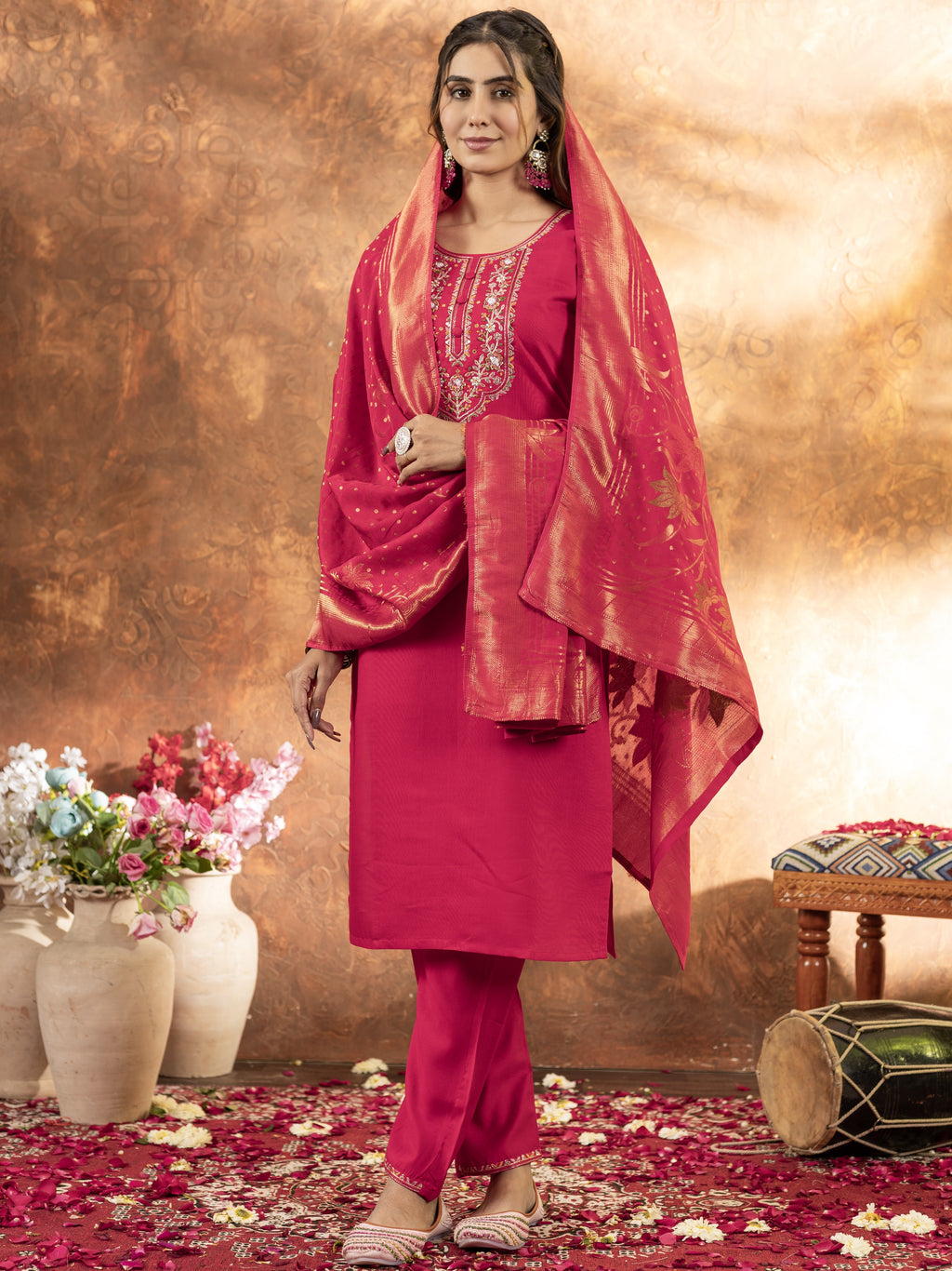 Marina Silk Top Bottom Set For Women