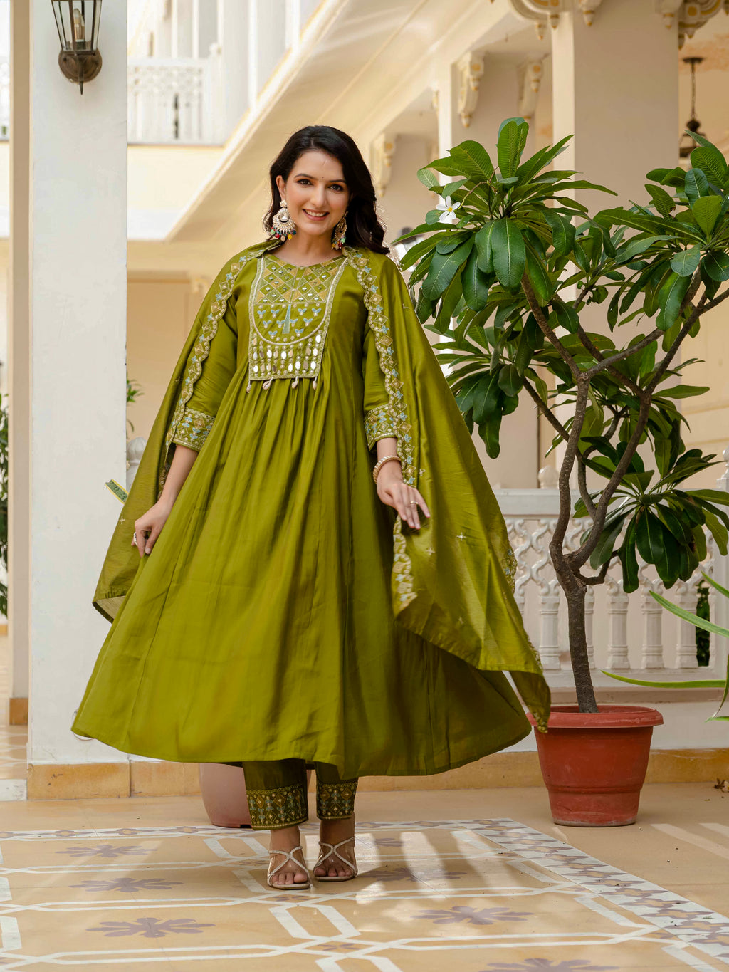 Roman Silk Anarkali Kurti For Women