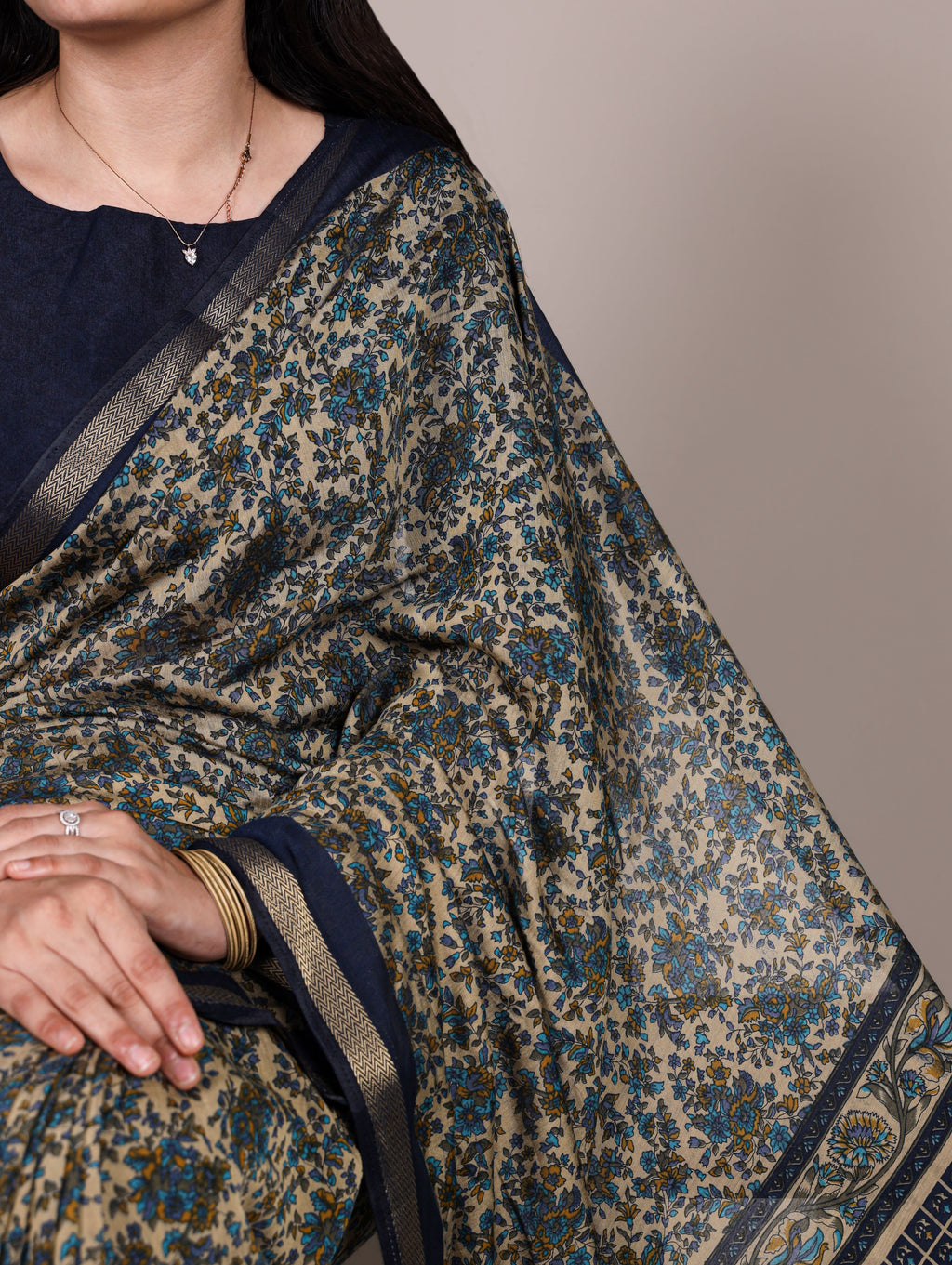 Chanderi Printed Zari Weaving Saree