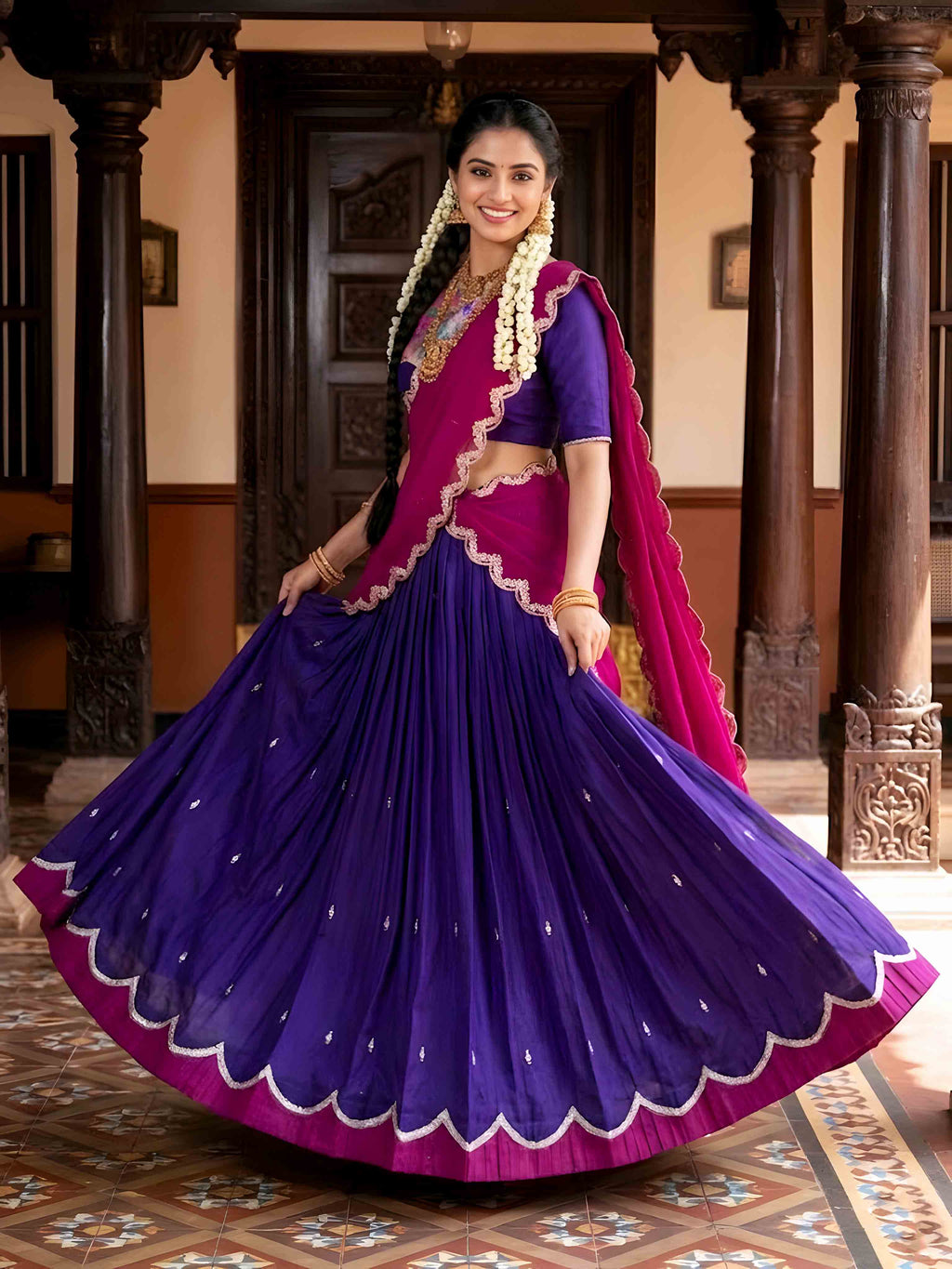 Naysha Thread Embroidered Lehenga With Dupatta