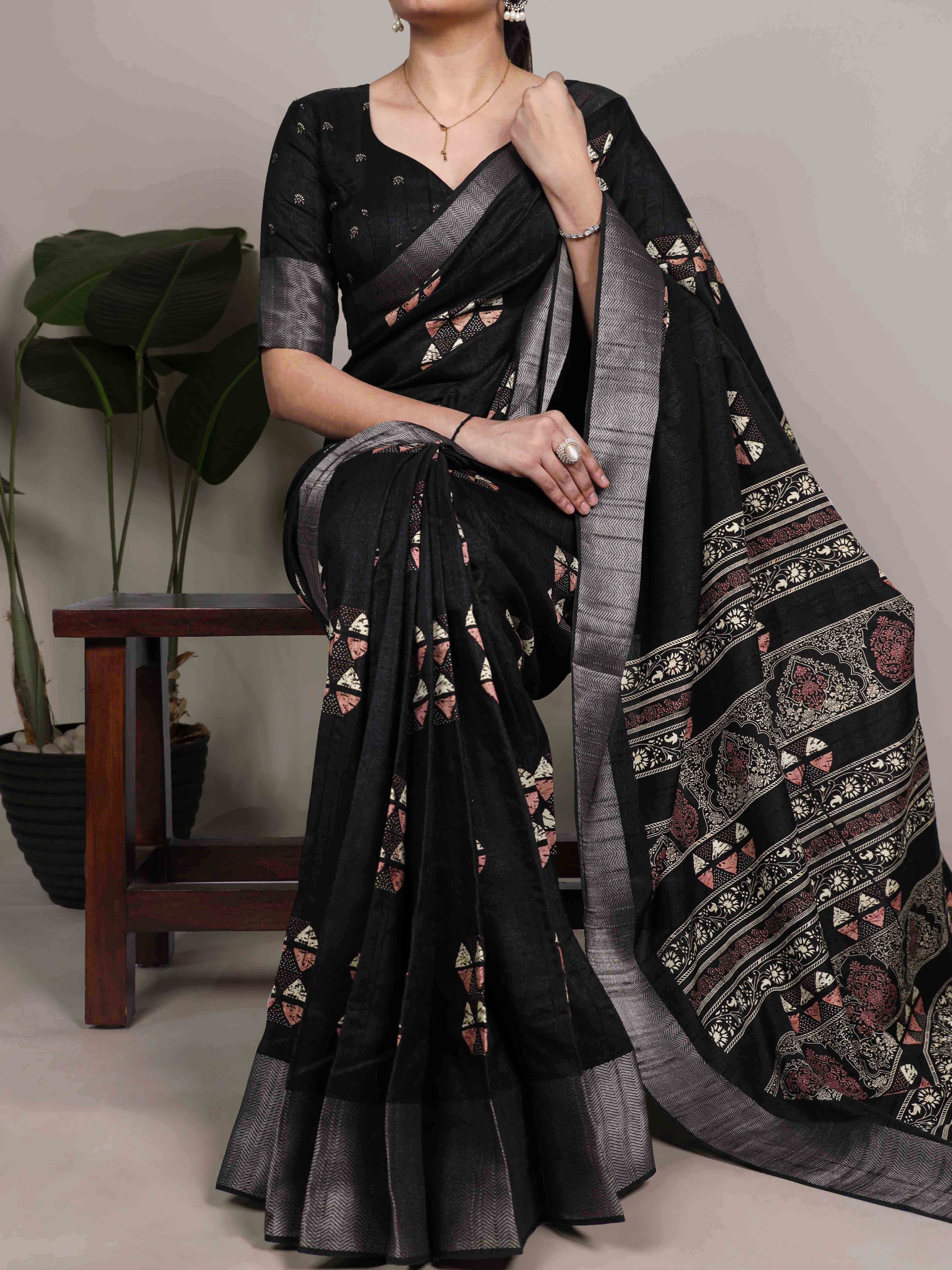Slub Silk Printed Saree