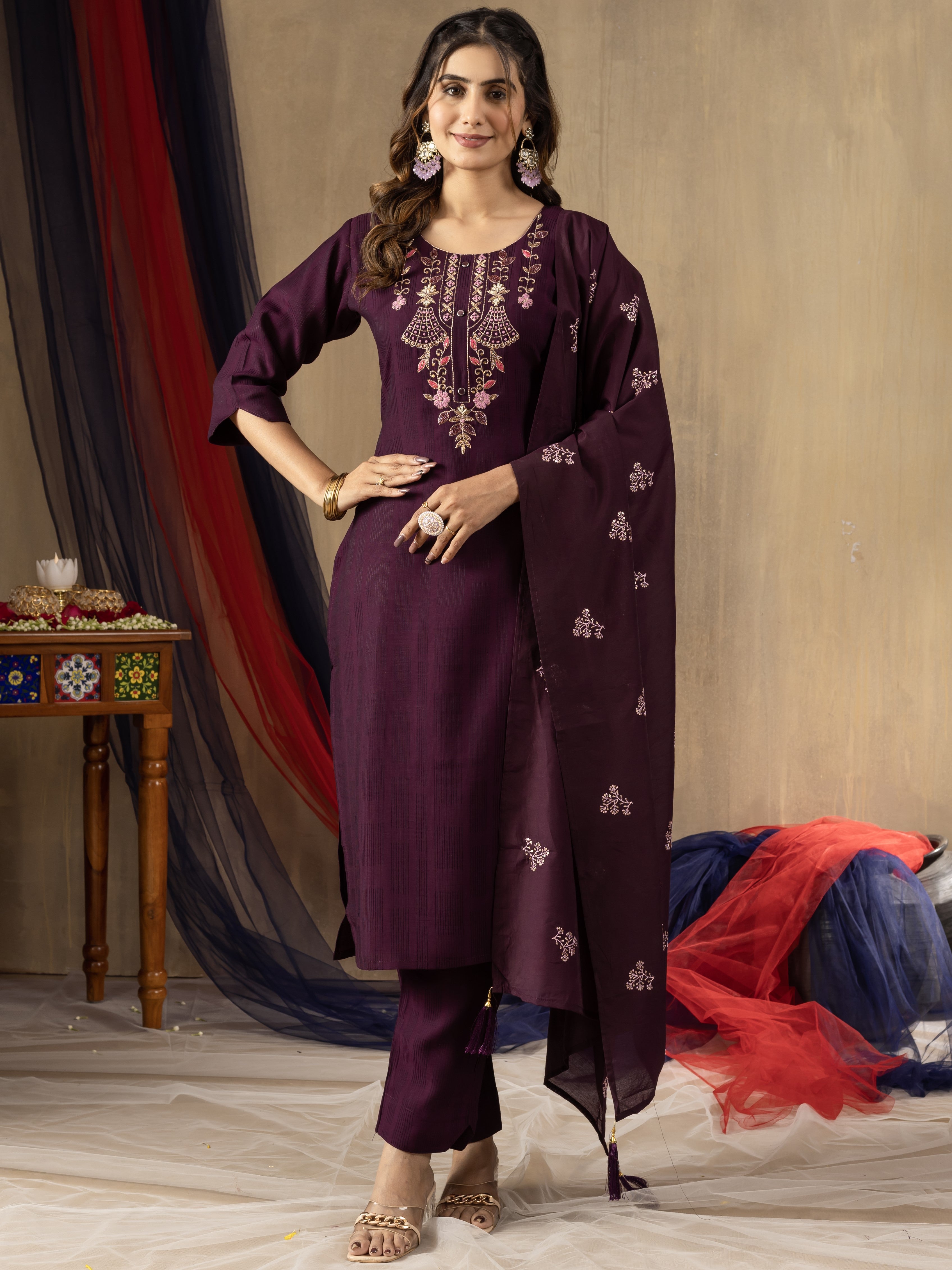 Viscose Top Bottom Set For Women