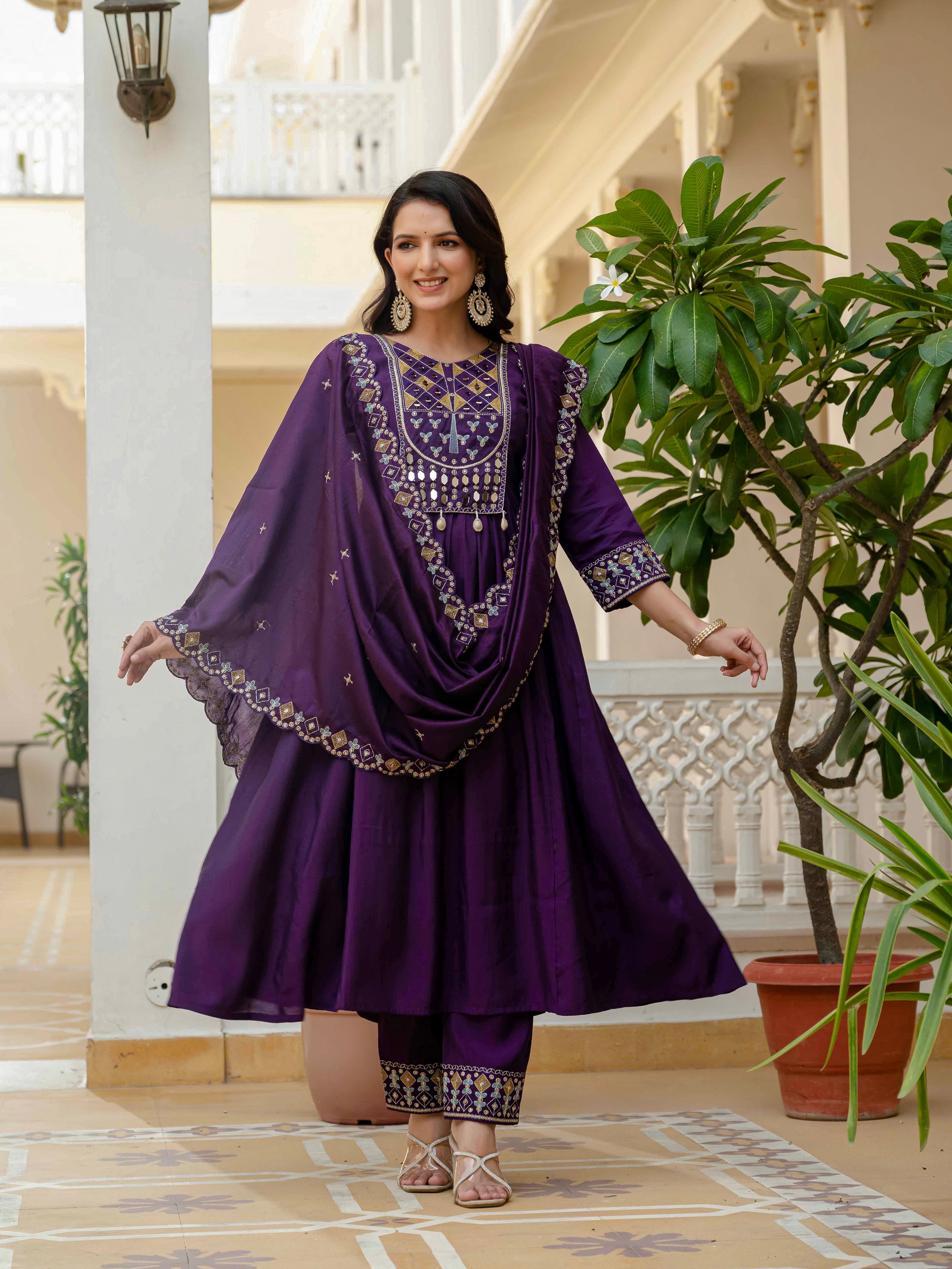 Roman Silk Anarkali Kurti For Women