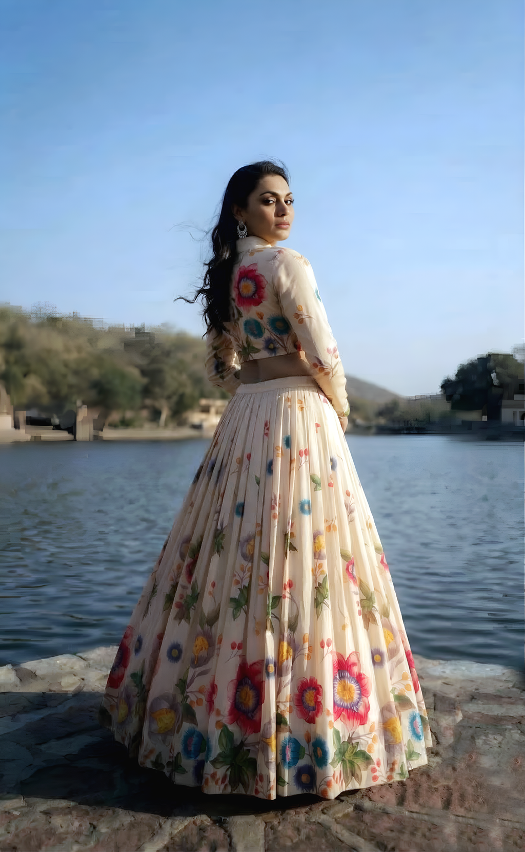 Tussar Silk Floral Printed Lehenga