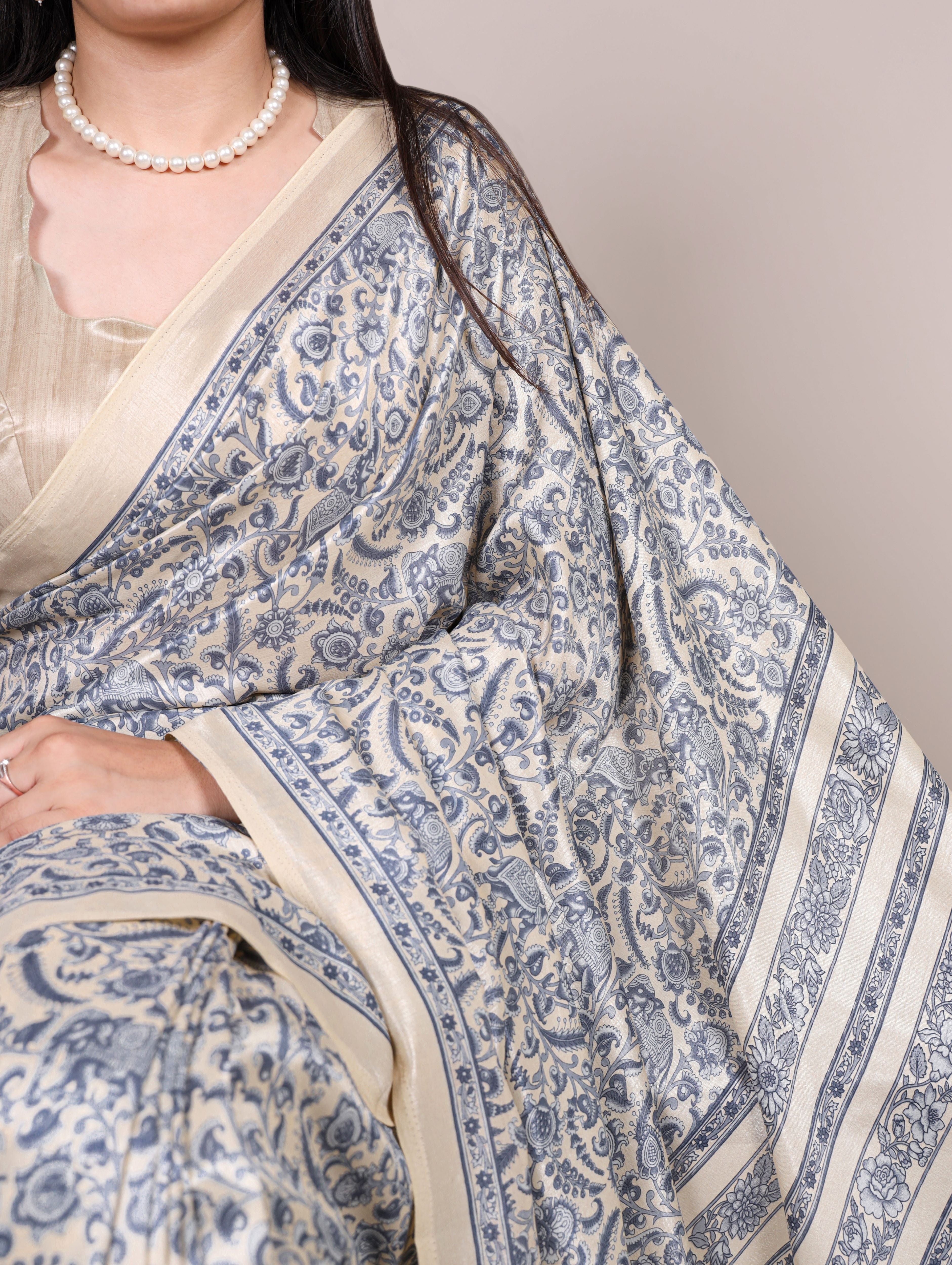 Tussar Silk Printed Saree