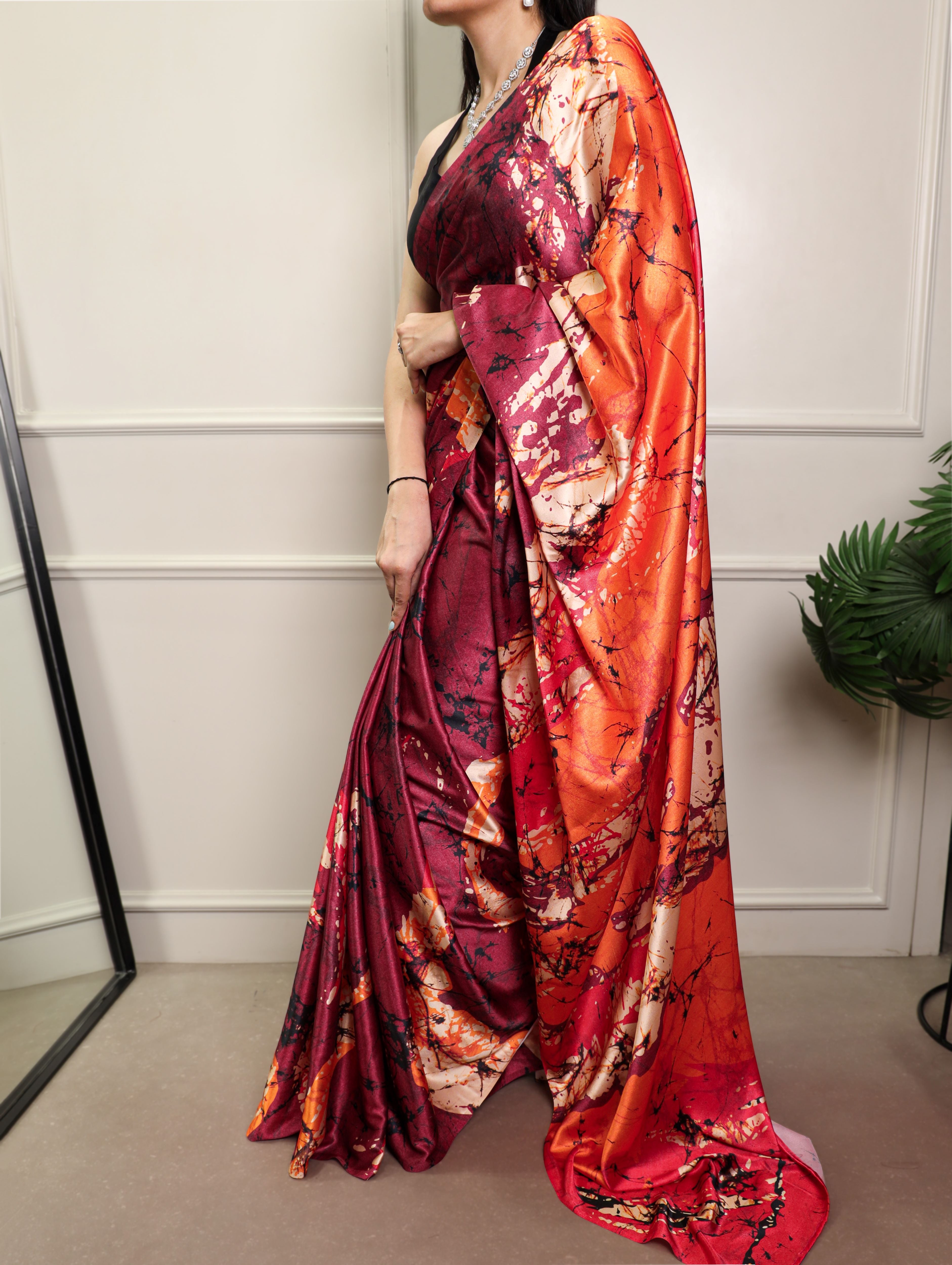 Satin Silk Printed Saree