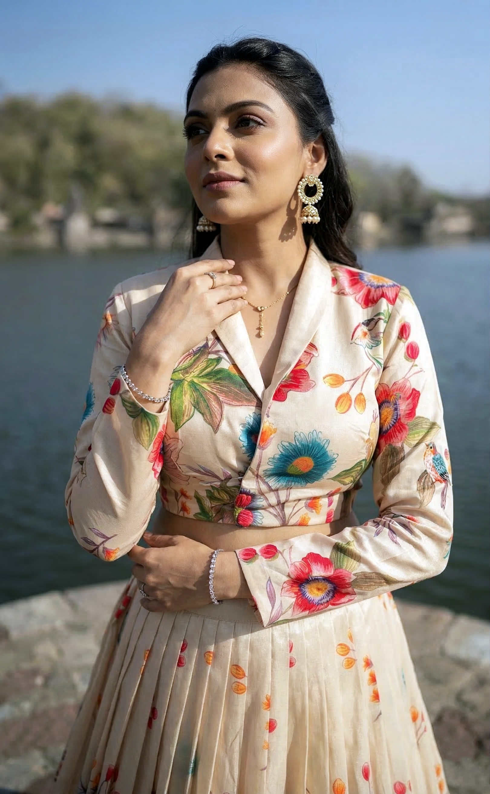 Tussar Silk Floral Printed Lehenga