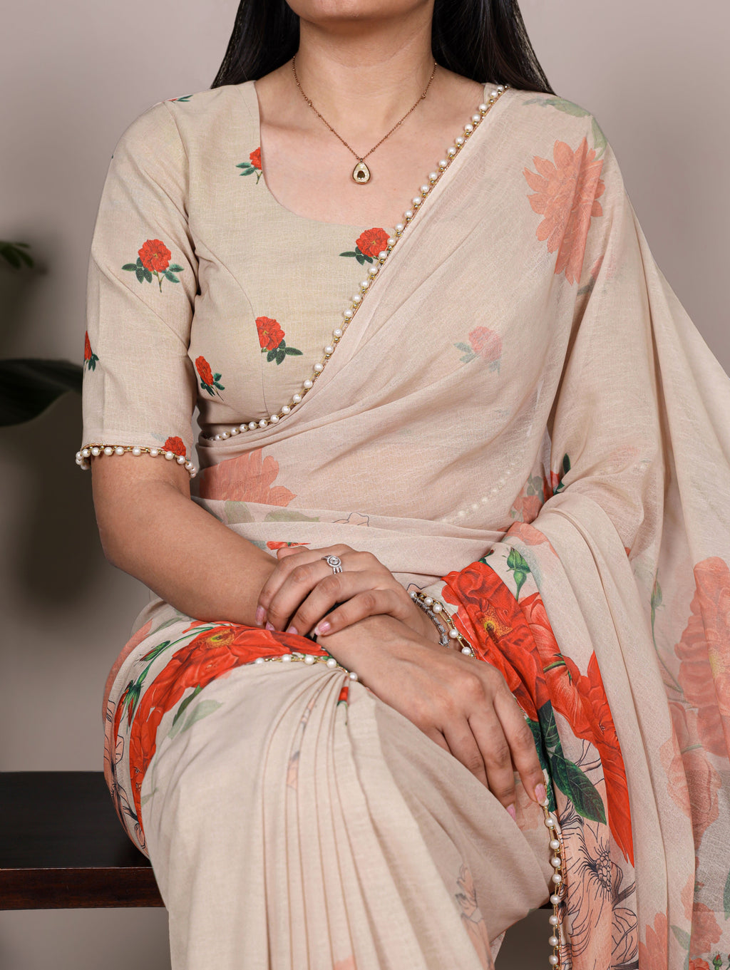 Weightless Marble Floral Printed Saree