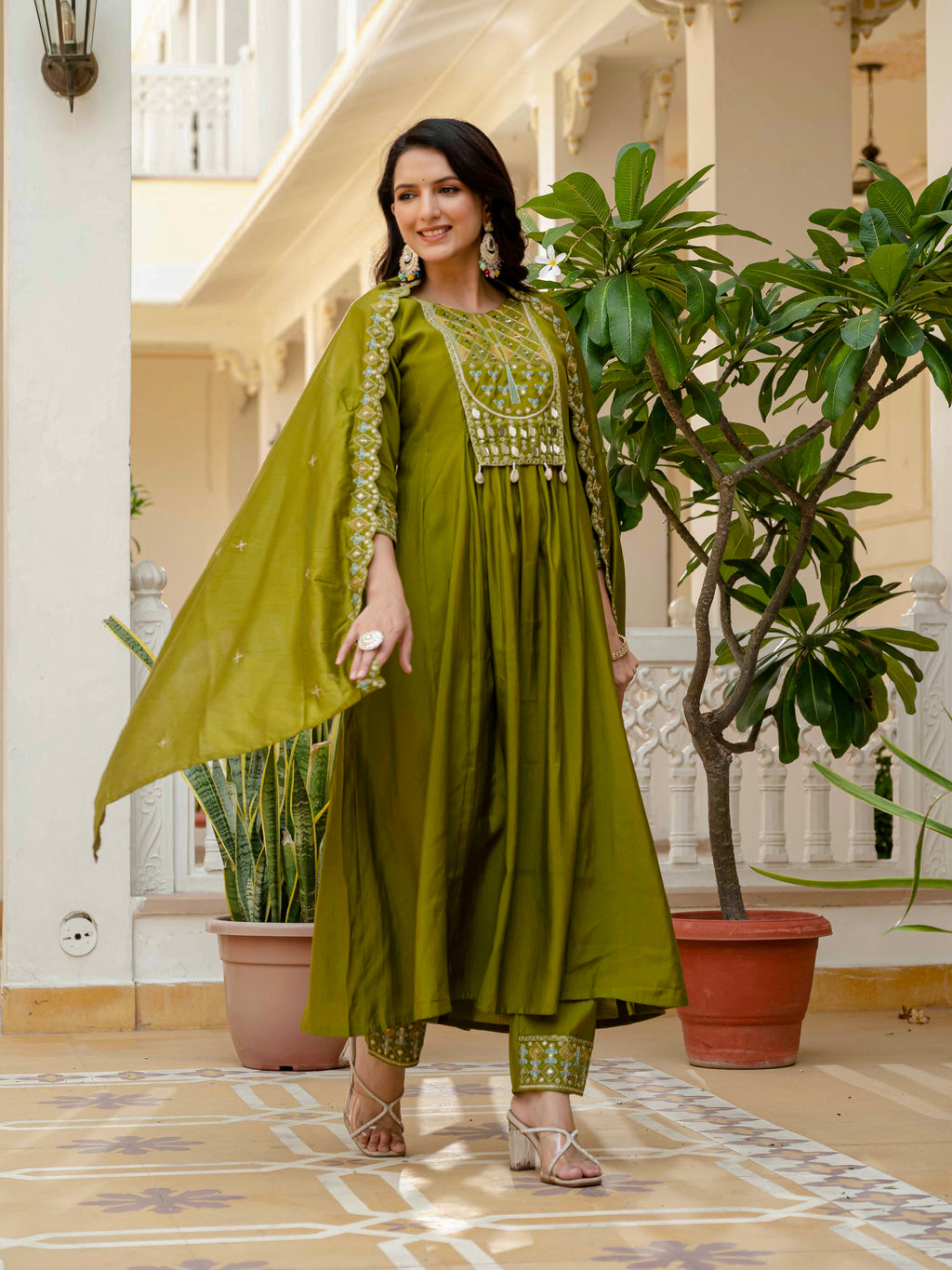 Roman Silk Anarkali Kurti For Women