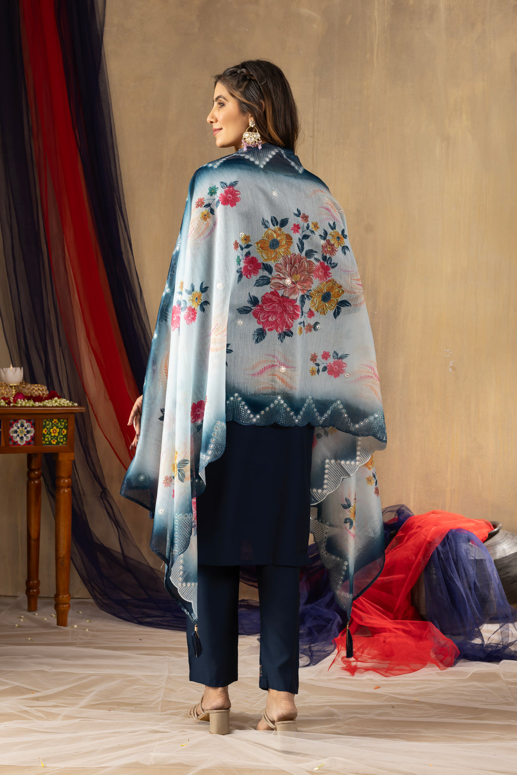 Viscose Mango Silk Top Bottom Set For Women