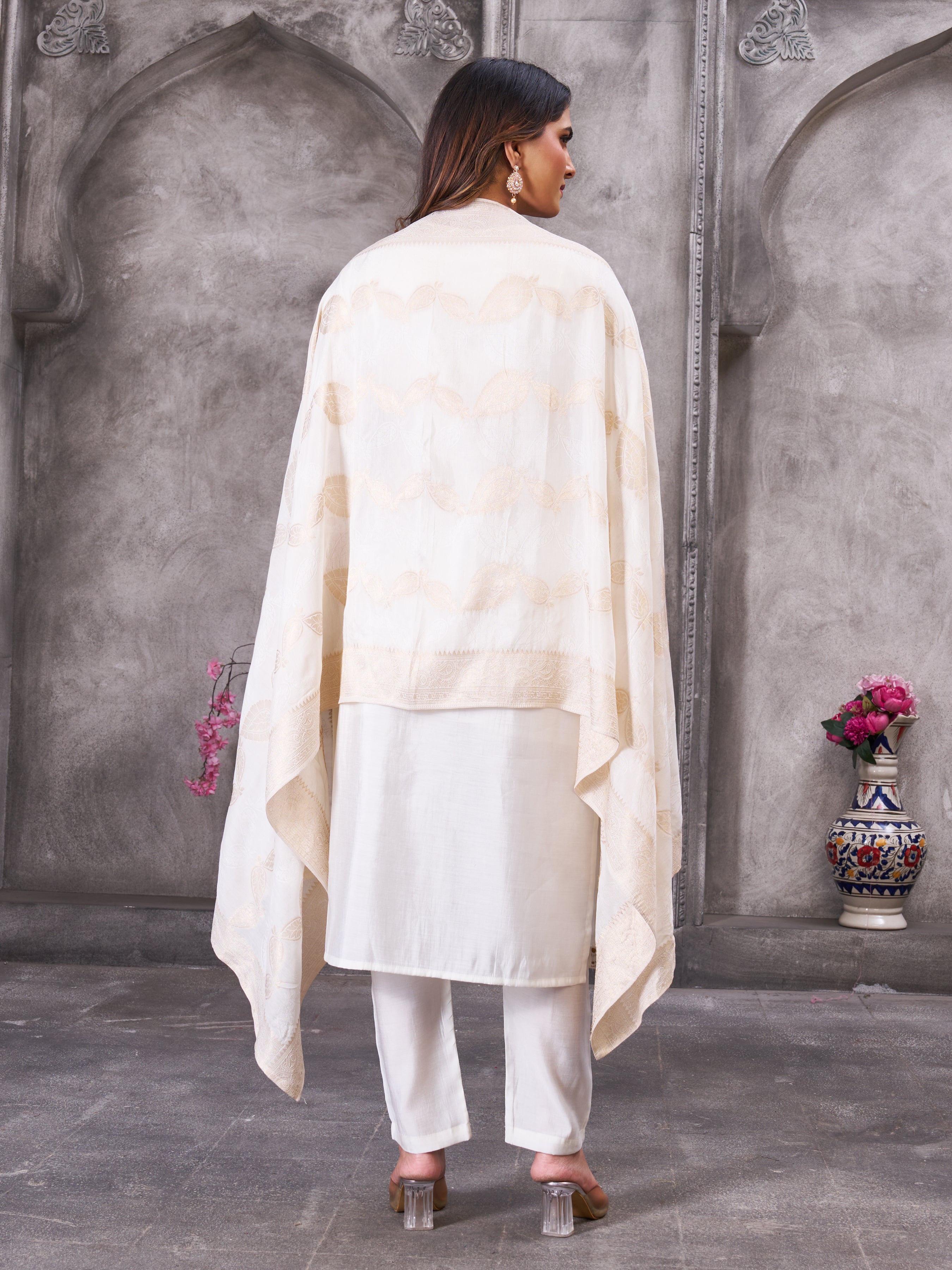 Roman Silk Top Bottom Set For Women