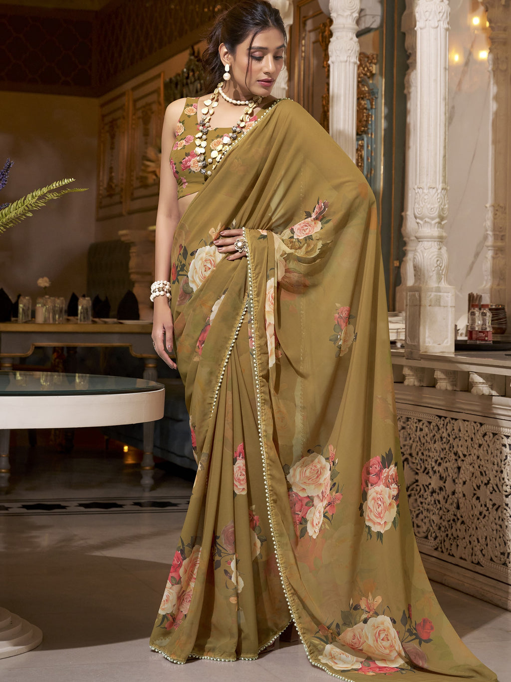 Georgette Printed Saree For Women