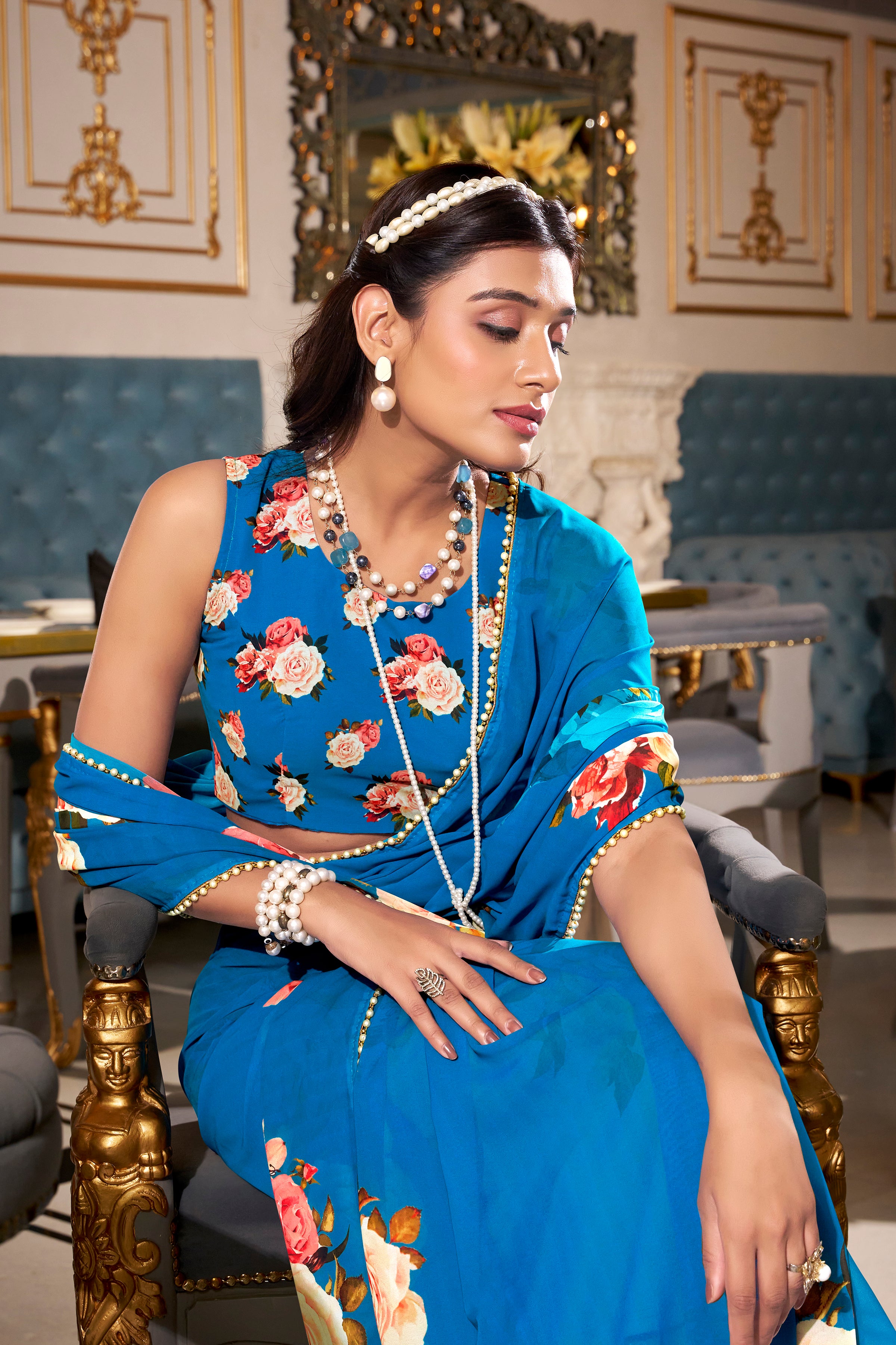 Georgette Printed Saree For Women